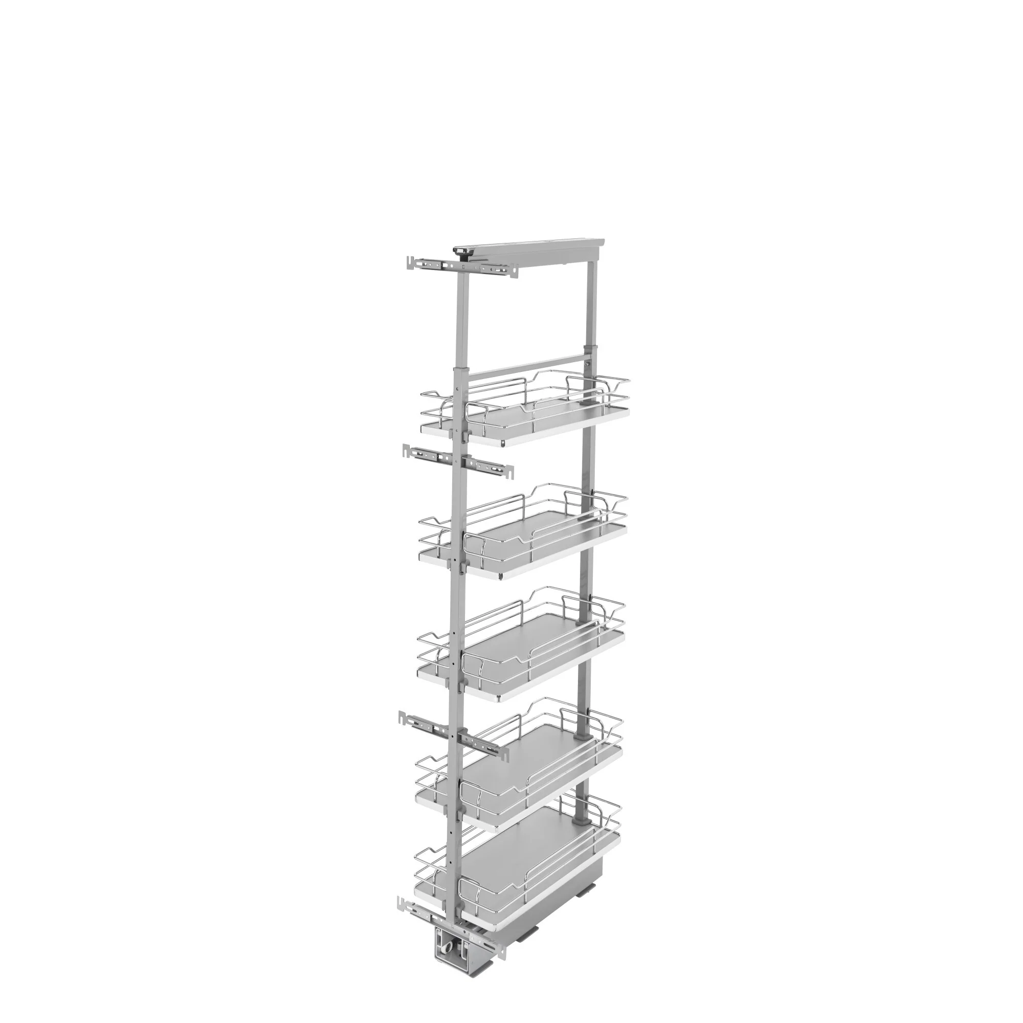 Rev-A-Shelf 10-in W x 58.25-in H 5-Tier Pull-Out Metal Soft-Close Pantry Organizer, Gray