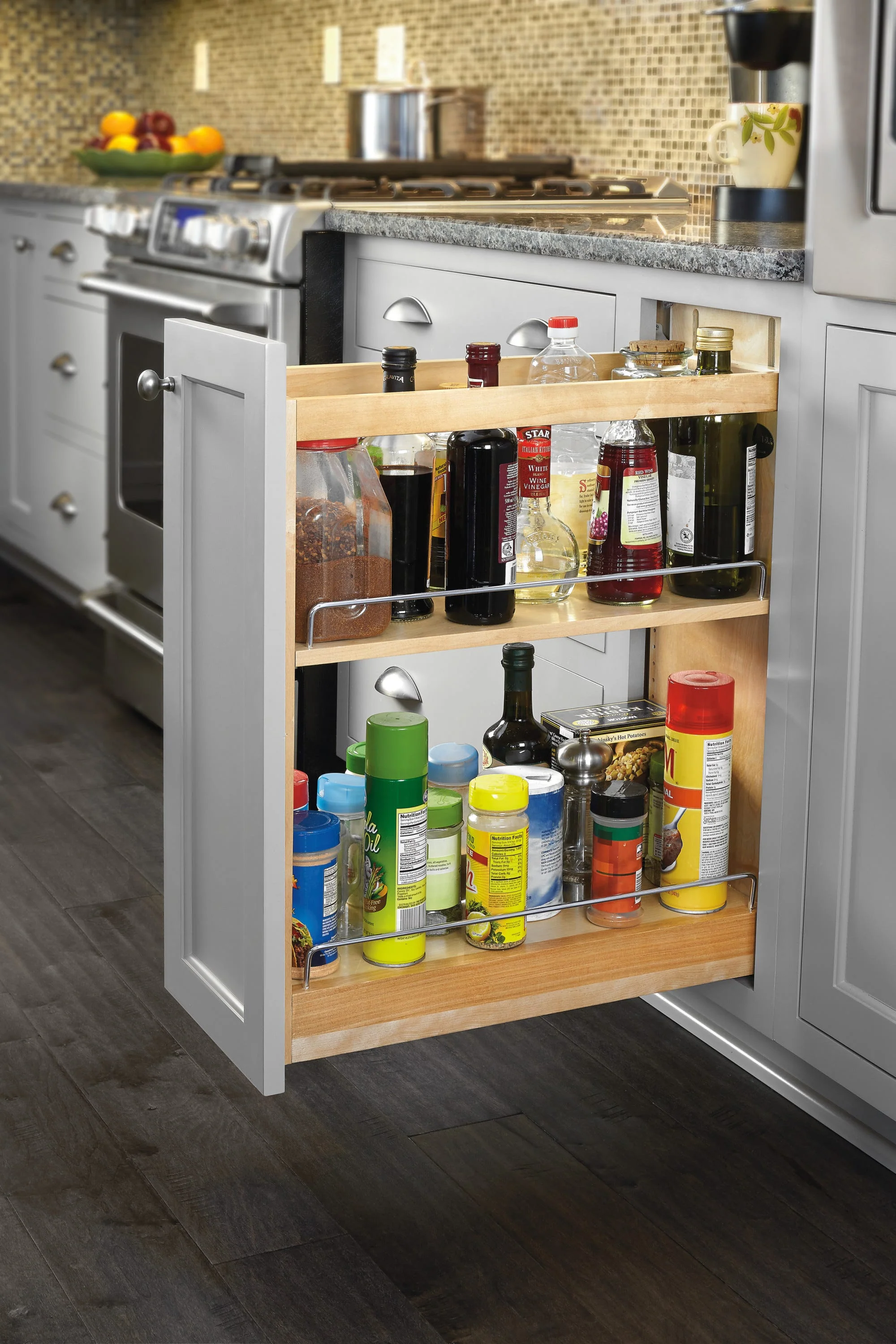 Rev-A-Shelf 11.69 in W x 18.88 in H 4-Tier Pull-Out Wood Organizer with Soft-Close Baskets - Image 7
