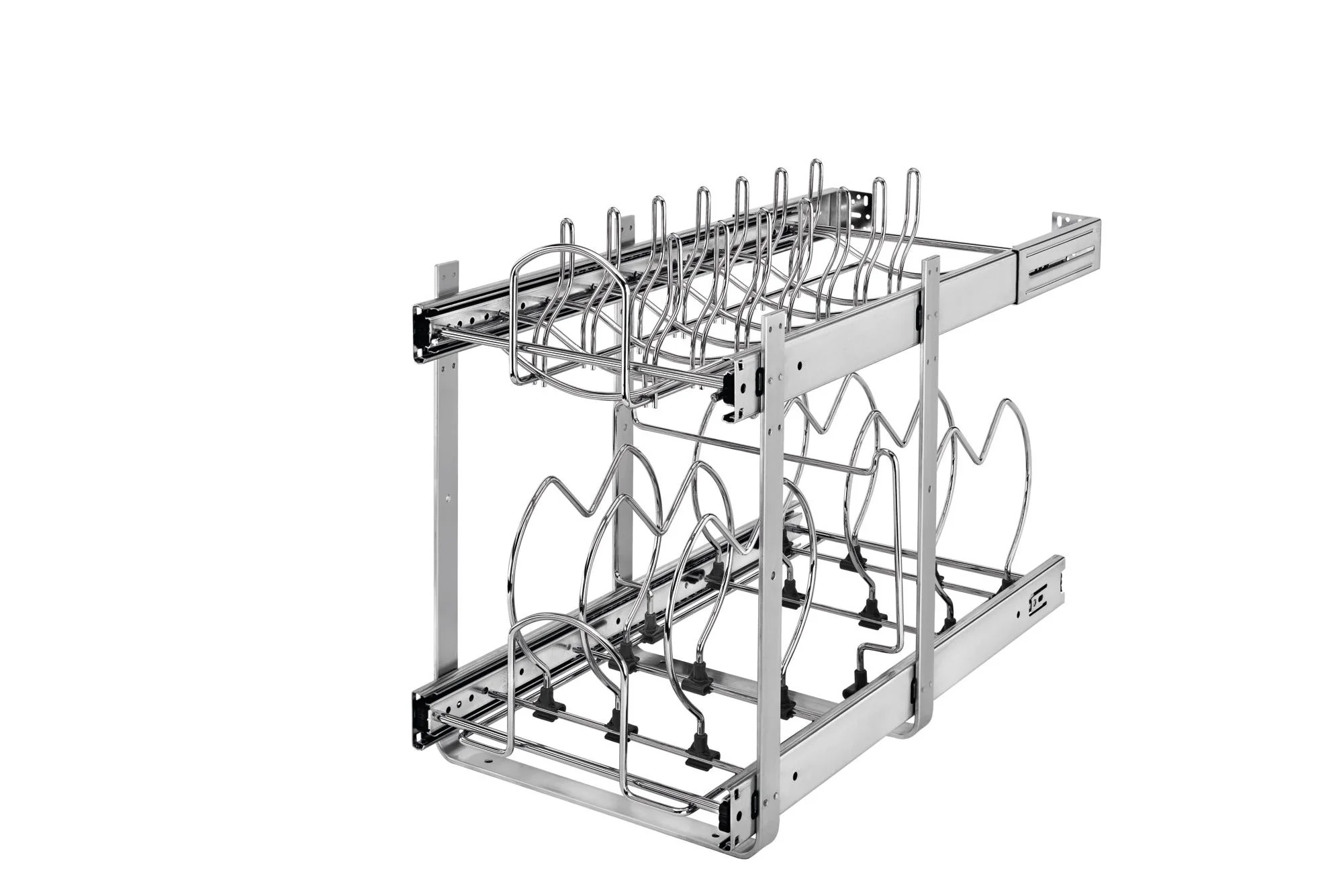 Rev-A-Shelf 11.75-in W x 18-in H 2-Tier Pull-Out Cookware Organizer, Soft-Close, Chrome - Image 3