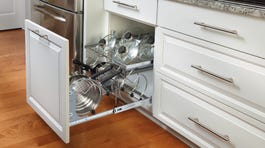 Rev-A-Shelf 11.75-in W x 18-in H Two-Tier Pull-Out Cookware Organizer with Soft-Close, Chrome