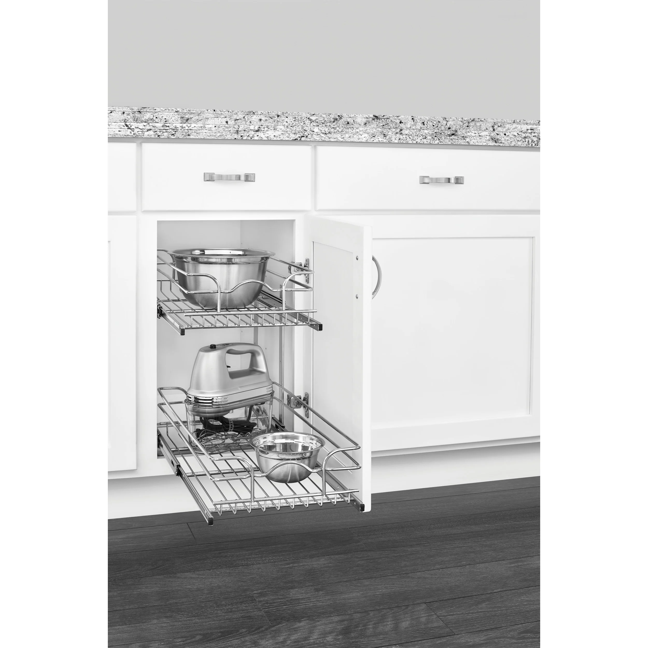 Rev-A-Shelf 11.75-in W x 19-in H Two-Tier Pull-Out Chrome Metal Basket with Soft-Close Slides, 22-in D - Image 2