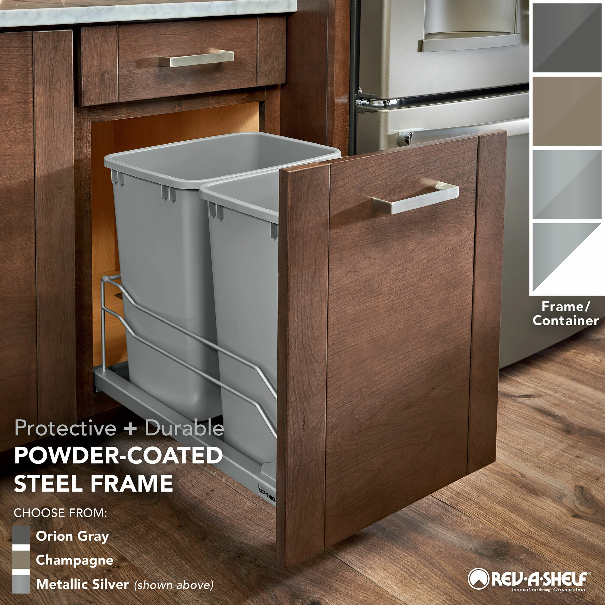Rev-A-Shelf 11-in x 22-in x 19-in 50-Quart Soft Close Single Pull Out Trash Can - Image 8