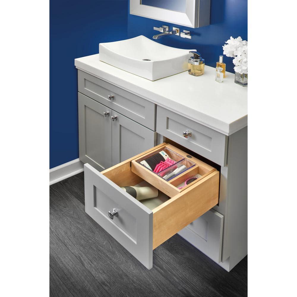 Rev-A-Shelf 12 in. Vanity Half-Tiered Drawer with Soft-Close, Full Access (Maple) - Image 2