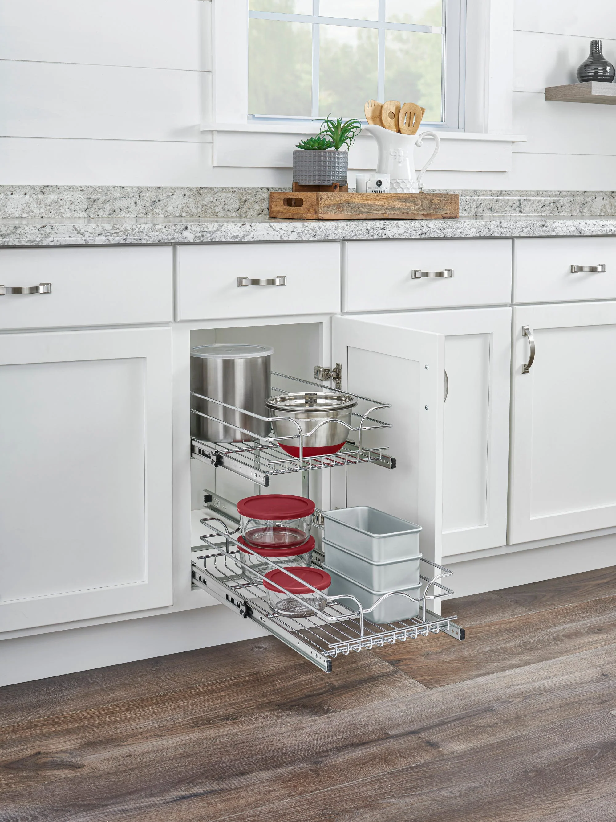Rev-A-Shelf 14.75-in W x 19-in H 2-Tier Pull-Out Chrome Wire Organizer with Soft-Close - Image 7