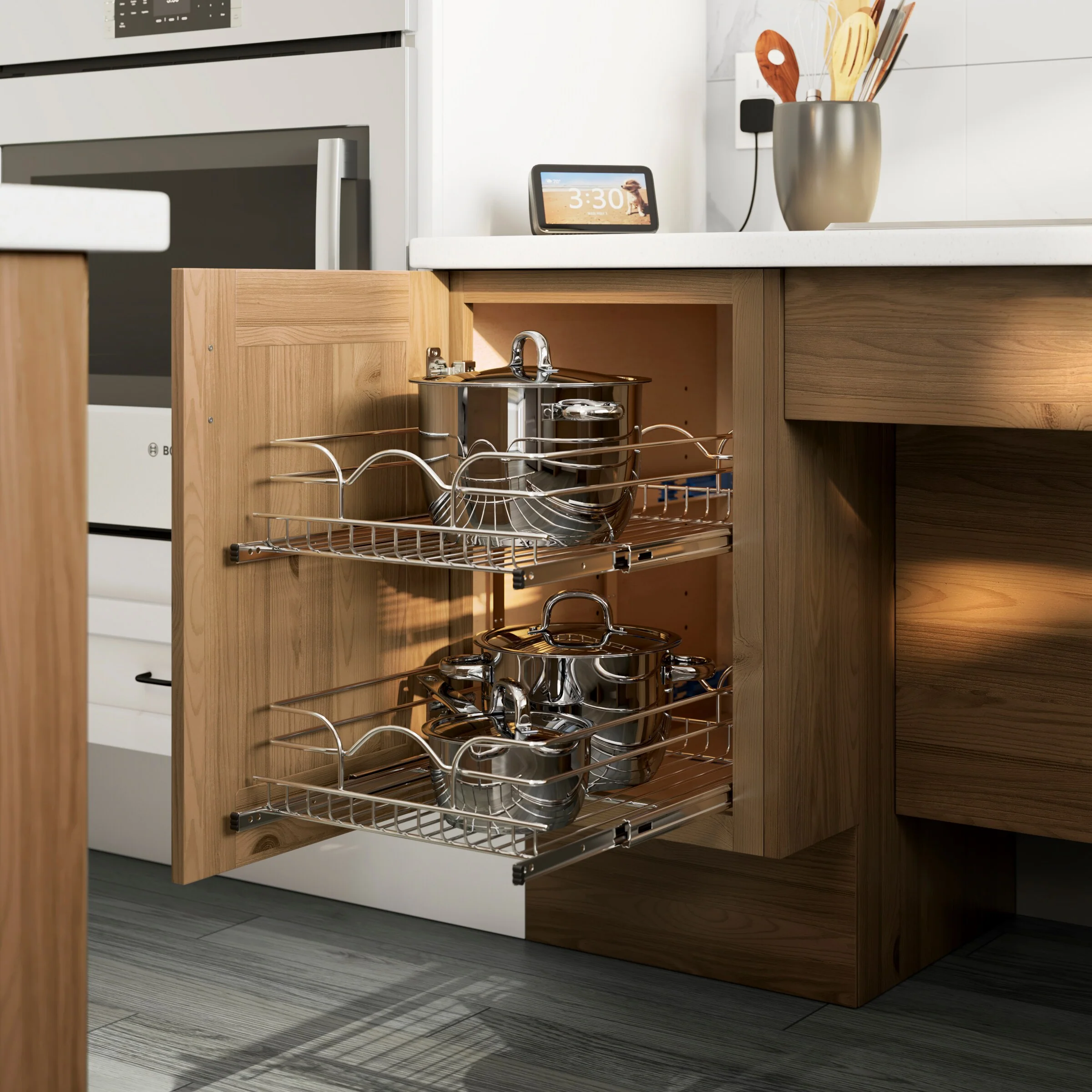 Rev-A-Shelf 14.75-in W x 19-in H 2-Tier Pull-Out Metal Soft-Close Baskets & Organizers - Image 2