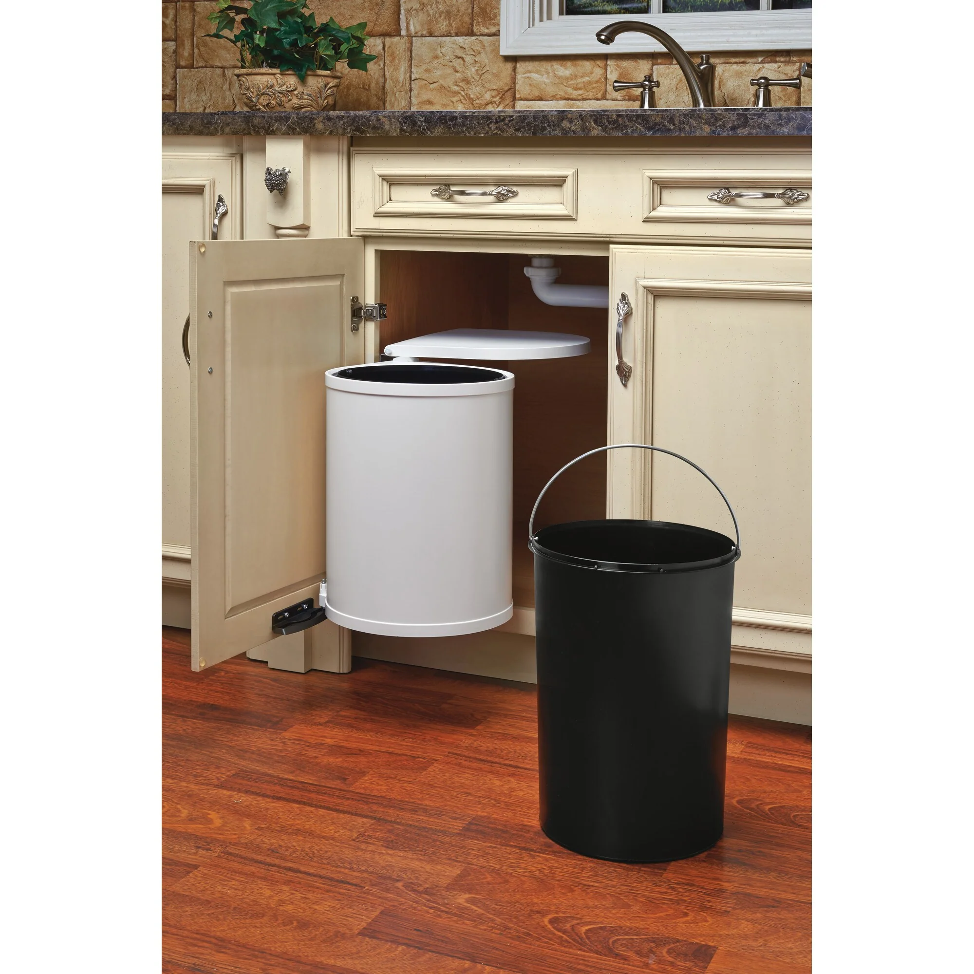 Rev-A-Shelf 15 Liter Pivot-Out Waste Container, White - Image 4