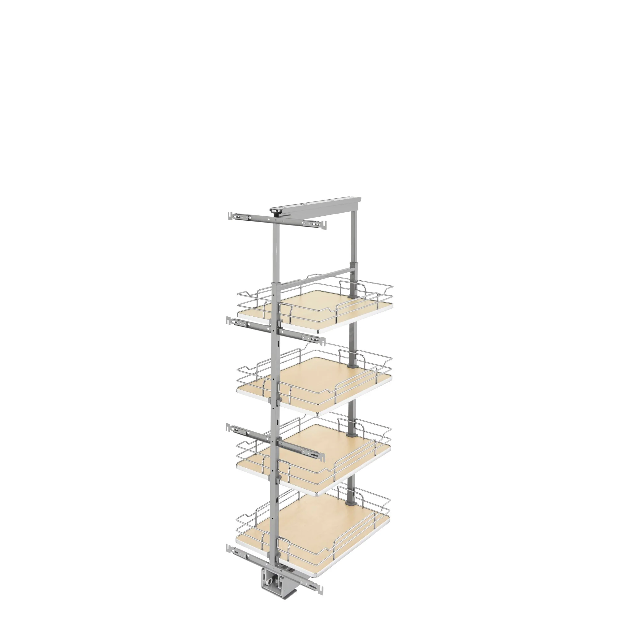 Rev-A-Shelf 16-in W x 50.75-in H 4-Tier Pull-Out Metal Soft-Close Pantry Organizer, Maple Baskets