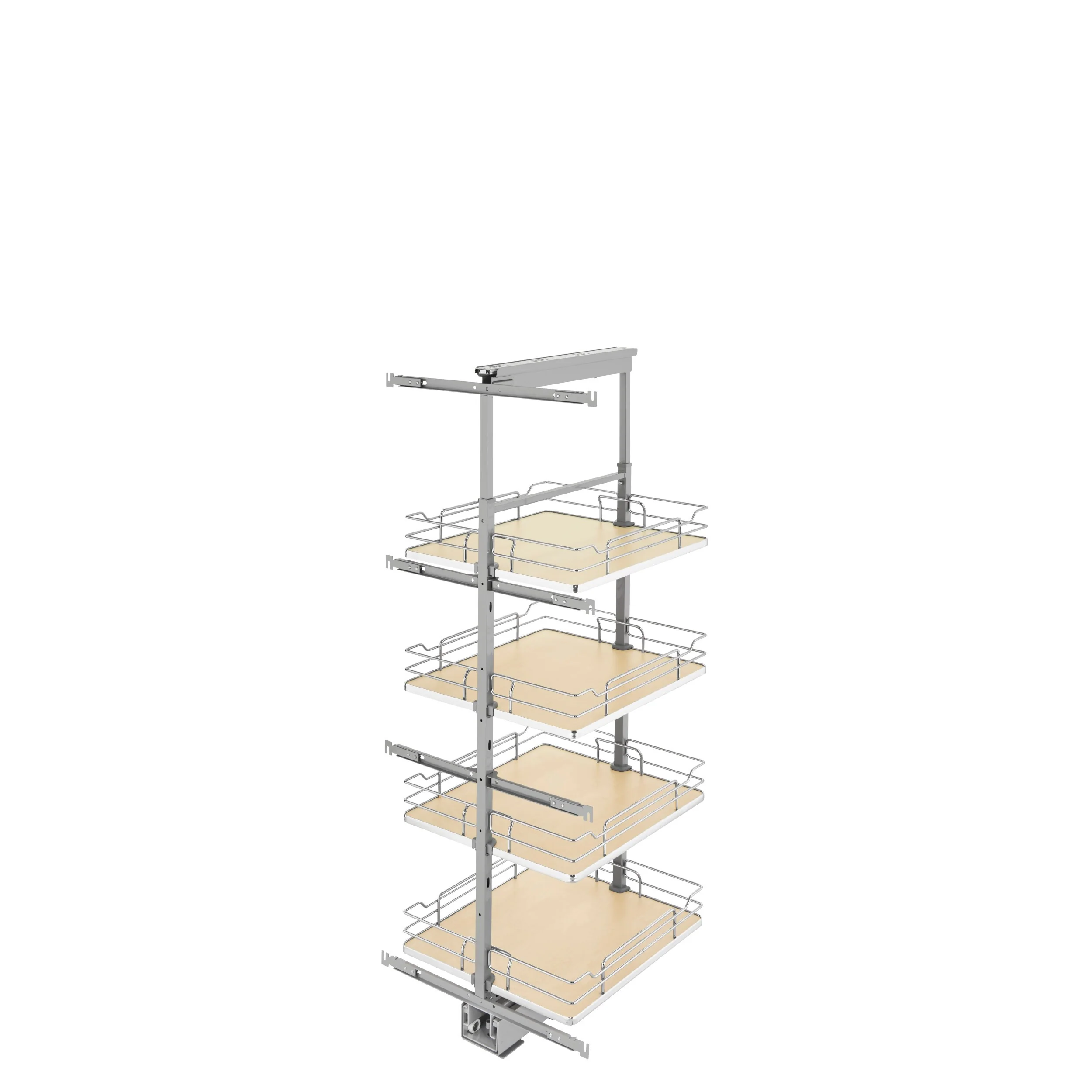 Rev-A-Shelf 19-in W x 50.75-in H 4-Tier Pull-Out Metal Soft-Close Pantry Organizer, Maple Baskets