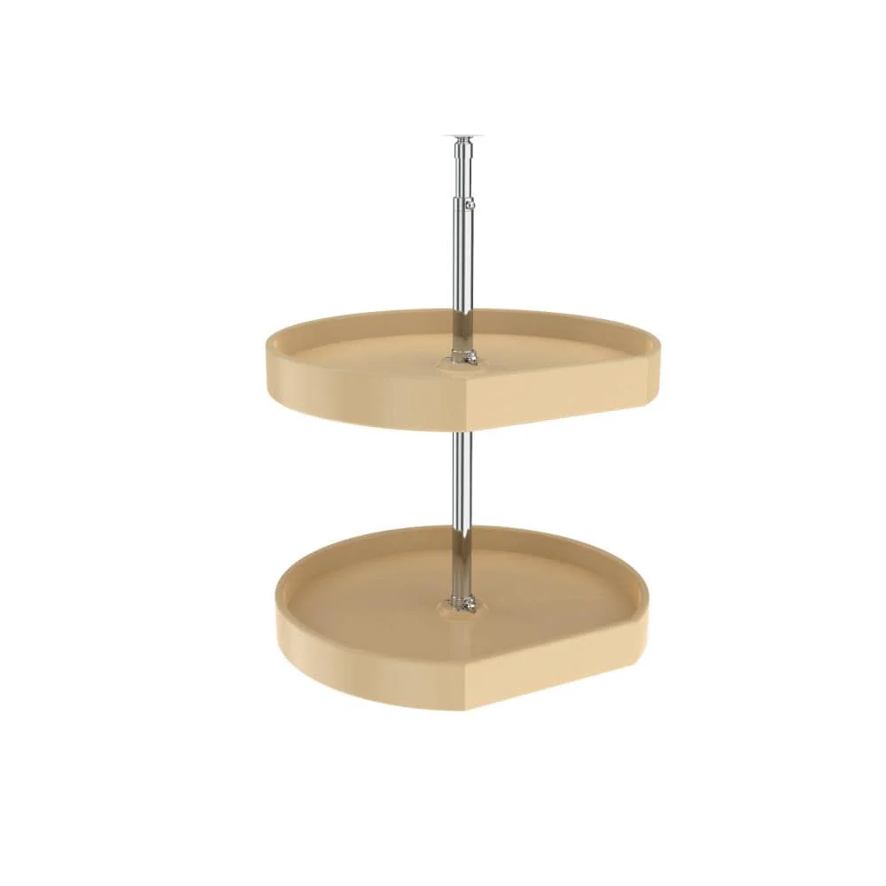 Rev-A-Shelf 2-Tier Almond Plastic D-Shape Cabinet Lazy Susan, 20-in Diameter Adjustable Height