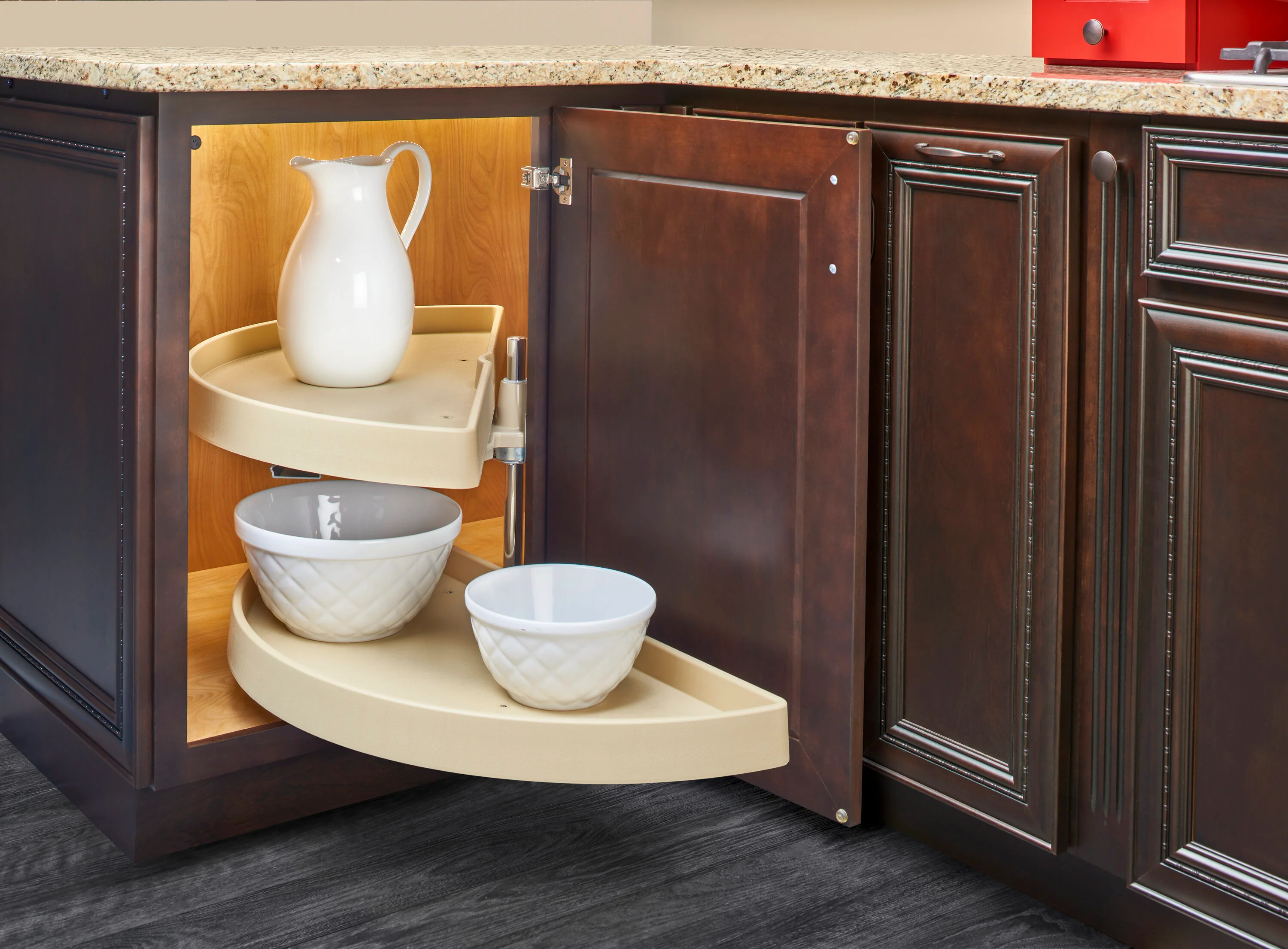 Rev-A-Shelf 2-Tier Almond Plastic Half-Moon Cabinet Lazy Susan, 16.5-in - Image 3