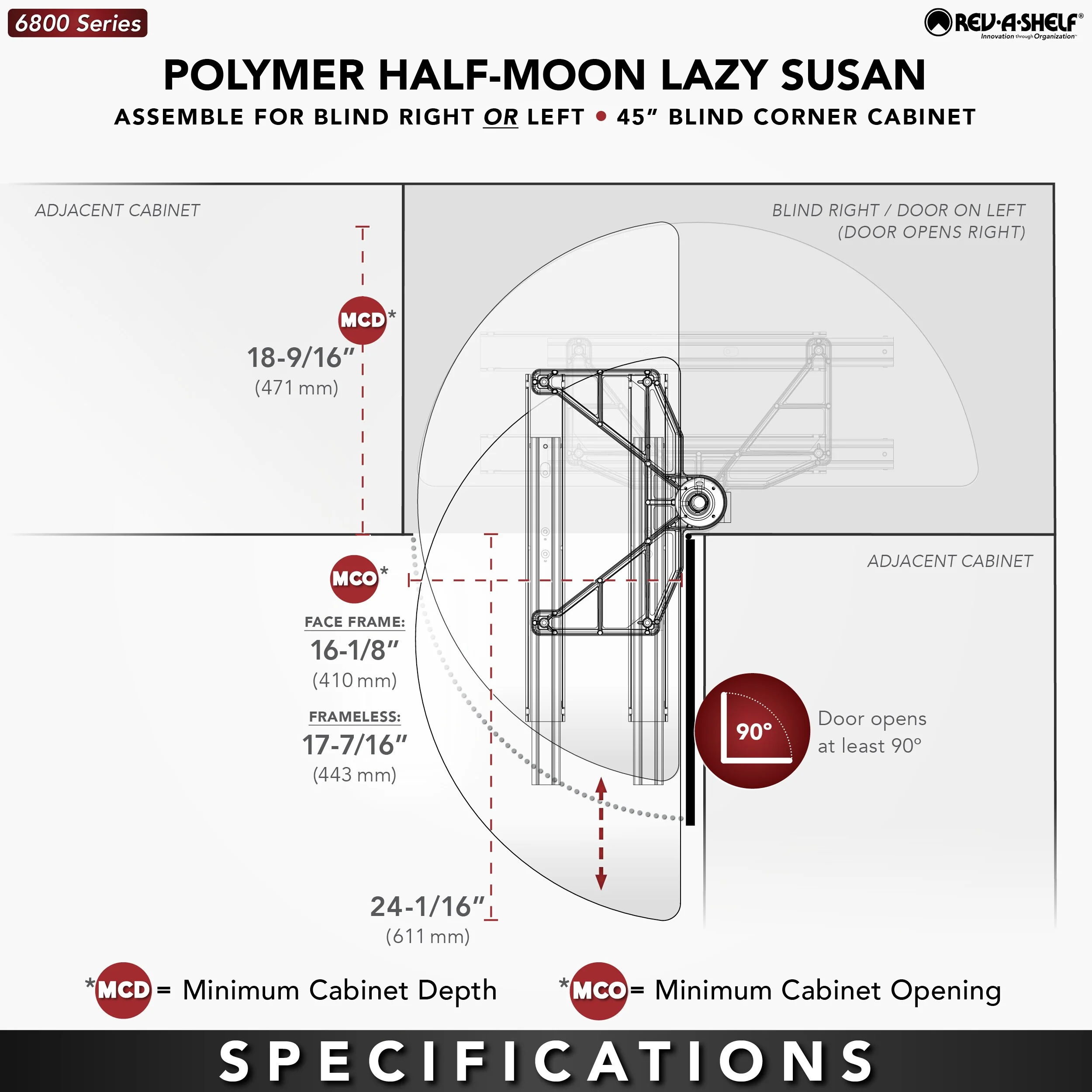 Rev-A-Shelf 2-Tier Almond Plastic Half-Moon Cabinet Lazy Susan, 16.5-in - Image 5