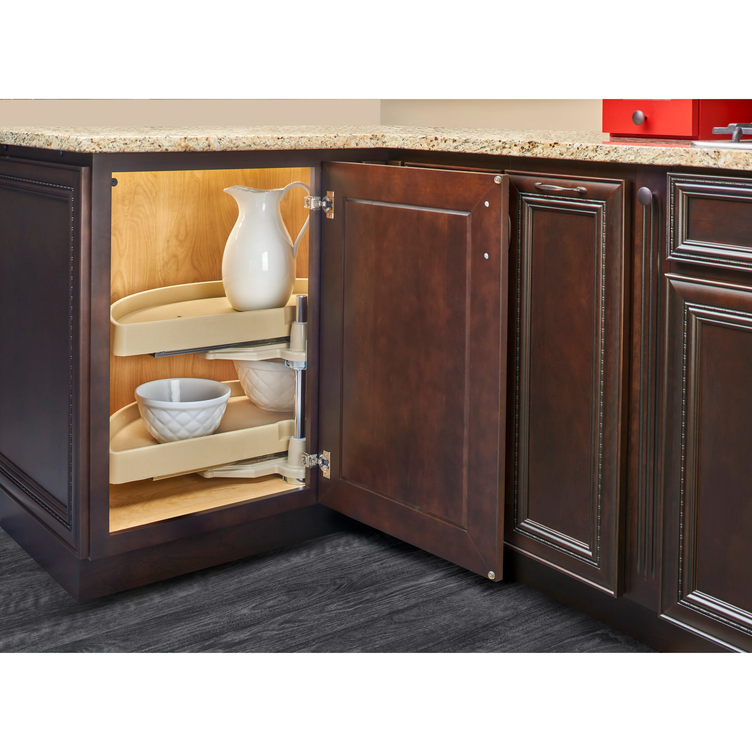 Rev-A-Shelf 2-Tier Almond Plastic Half-Moon Cabinet Lazy Susan, 16.5-in - Image 8