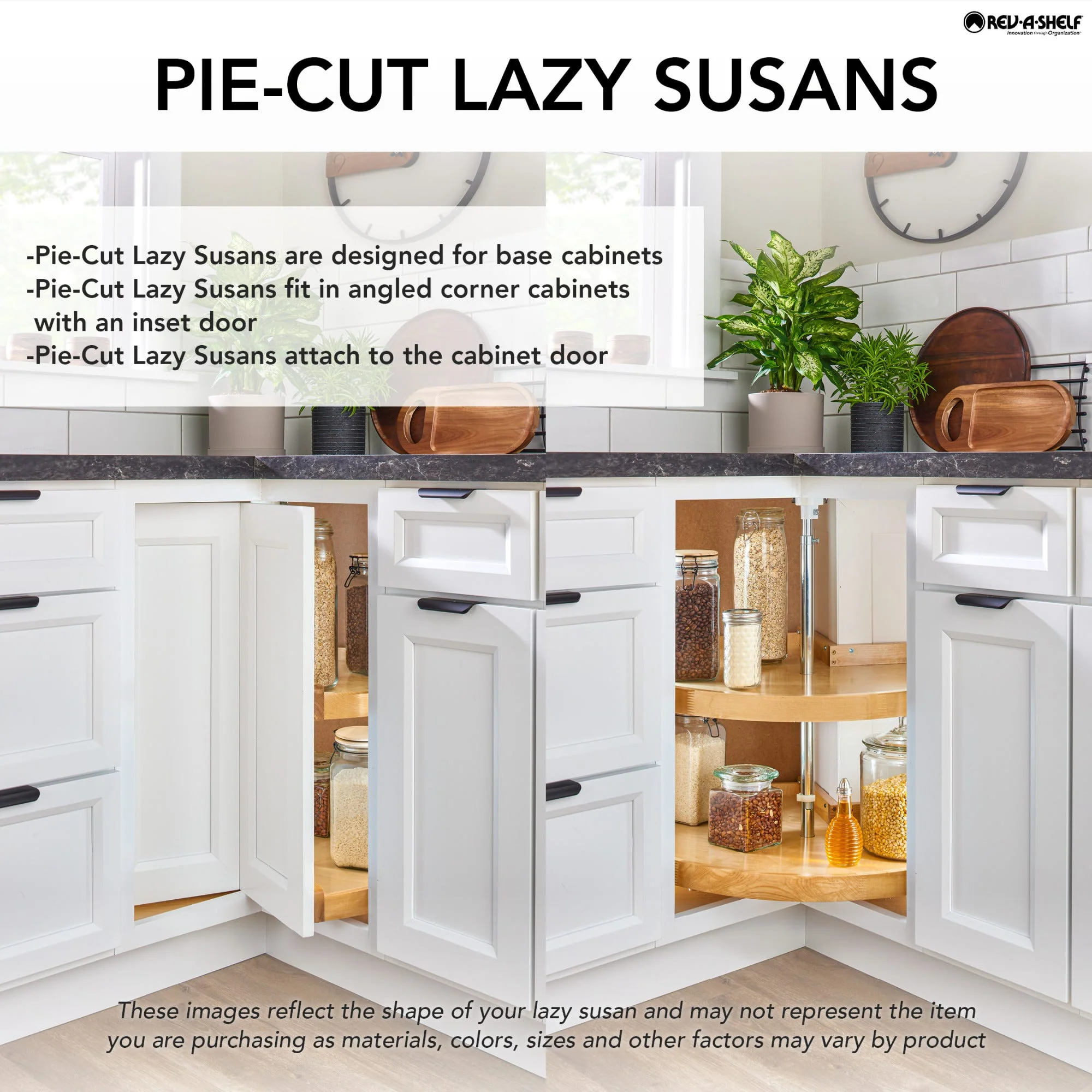 Rev-A-Shelf 2-Tier Plastic Pie-Cut Cabinet Lazy Susan, 28" Diameter - Image 8