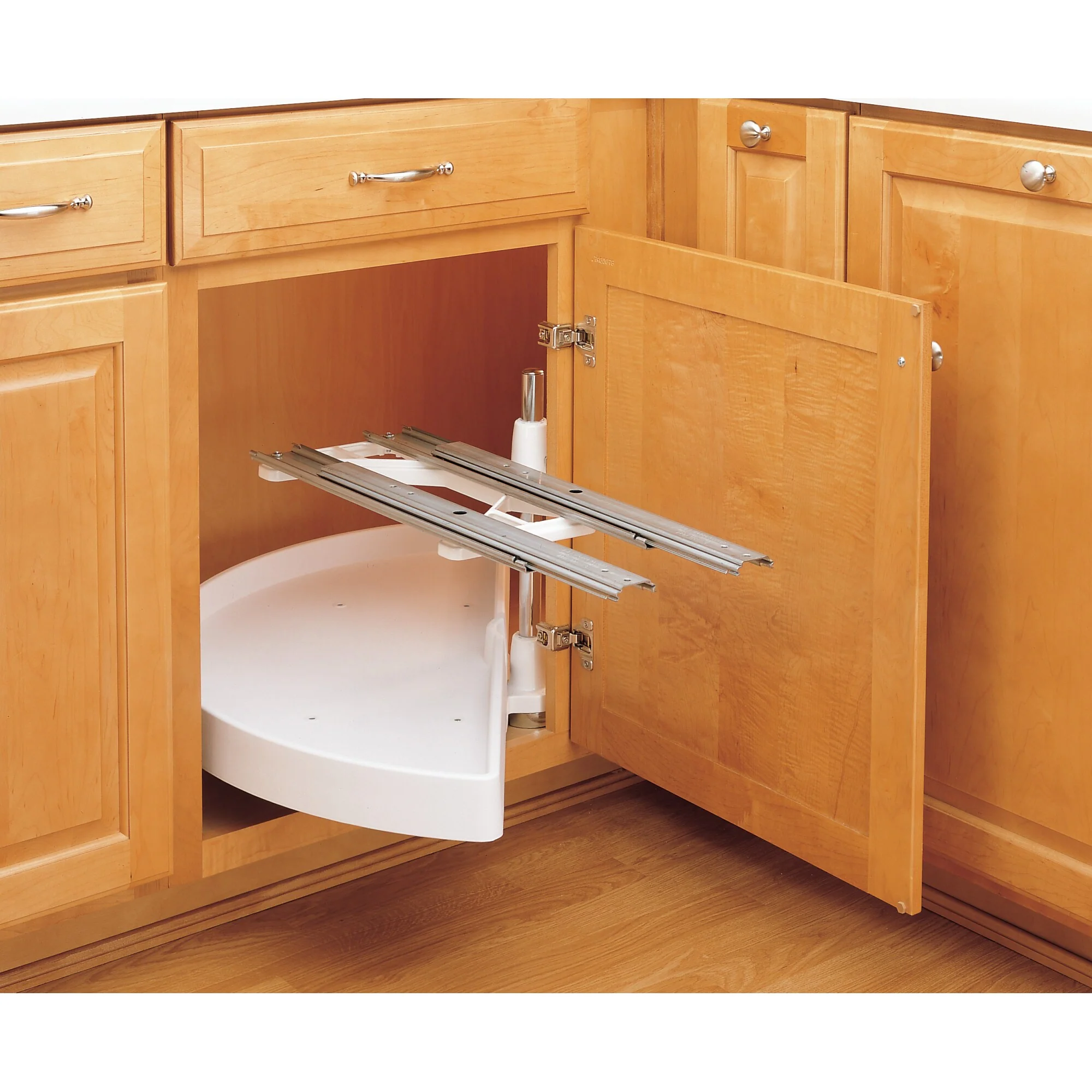 Rev-A-Shelf 2-Tier White Plastic Half-Moon Cabinet Lazy Susan, 19.5-in Diameter - Image 3