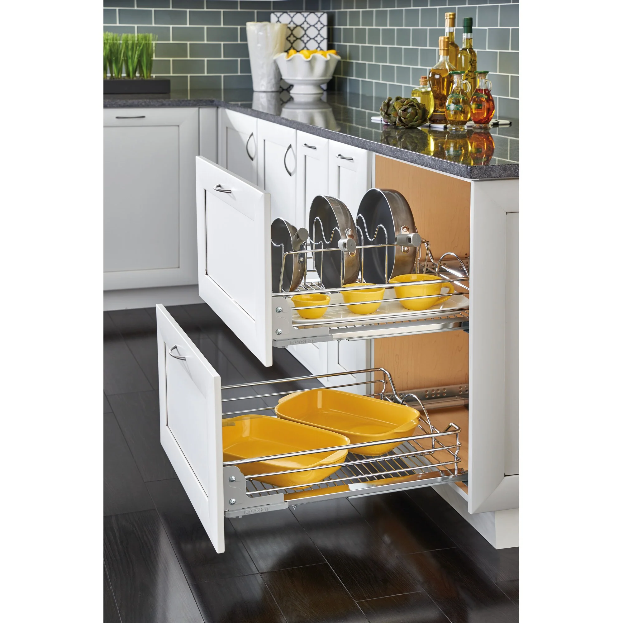 Rev-A-Shelf 20.31-in W x 6-in H 1-Tier Pull-Out Metal Soft-Close Cabinet Basket Organizer - Image 4
