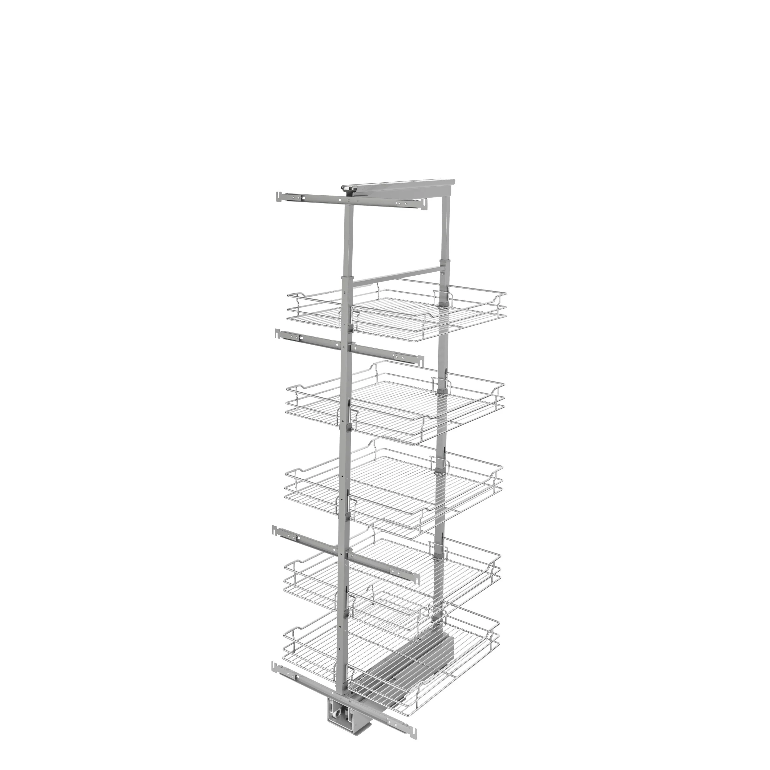 Rev-A-Shelf 20.69-in W x 58.25-in H 5-Tier Pull-Out Chrome Pantry Organizer, Soft-Close