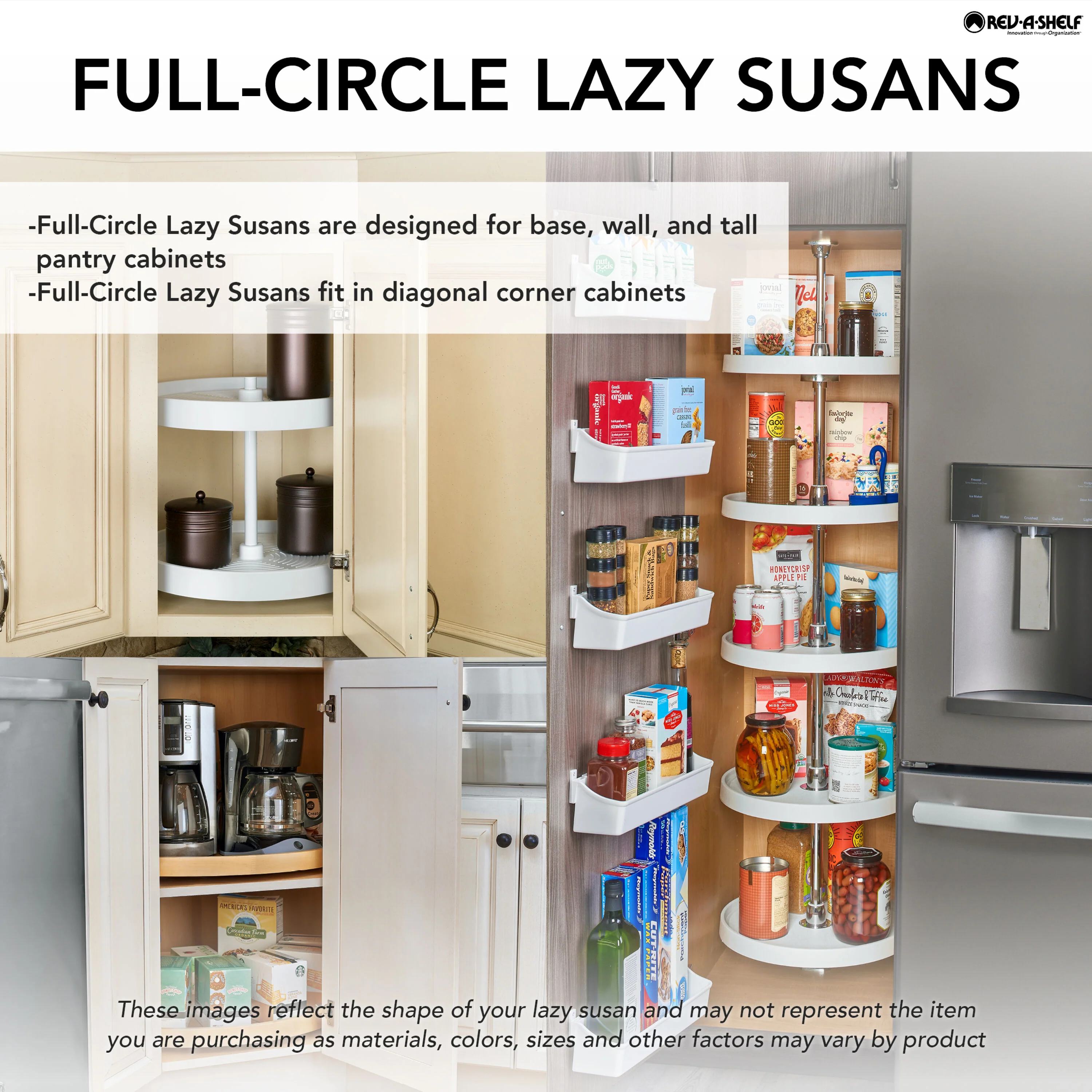 Rev-A-Shelf 20-in White Polymer Full-Circle Lazy Susan, Bottom-Mount, 1-Tier - Image 6