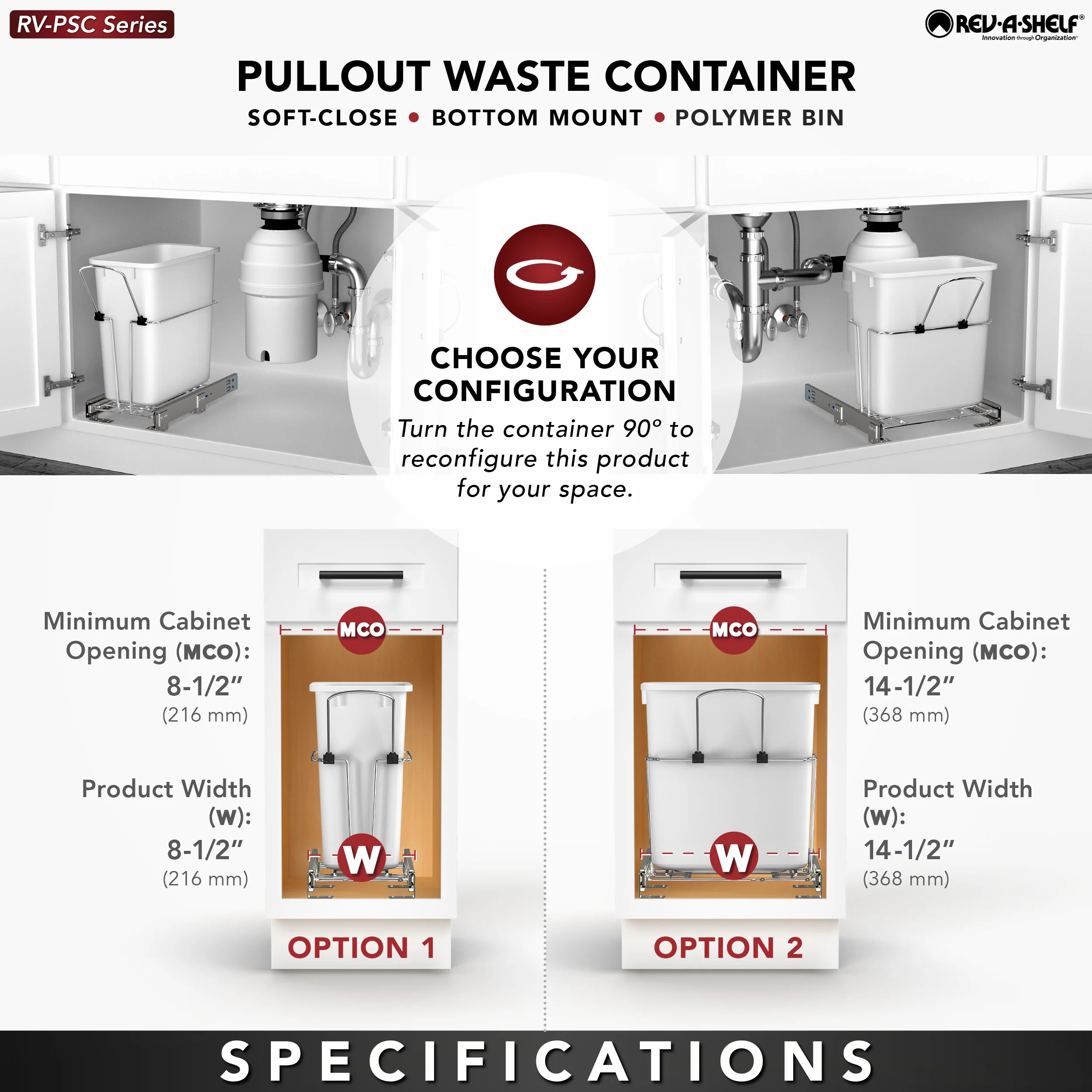 Rev-A-Shelf 20-Quart Plastic Pull-Out Trash Can with Soft-Close Slides - Image 3