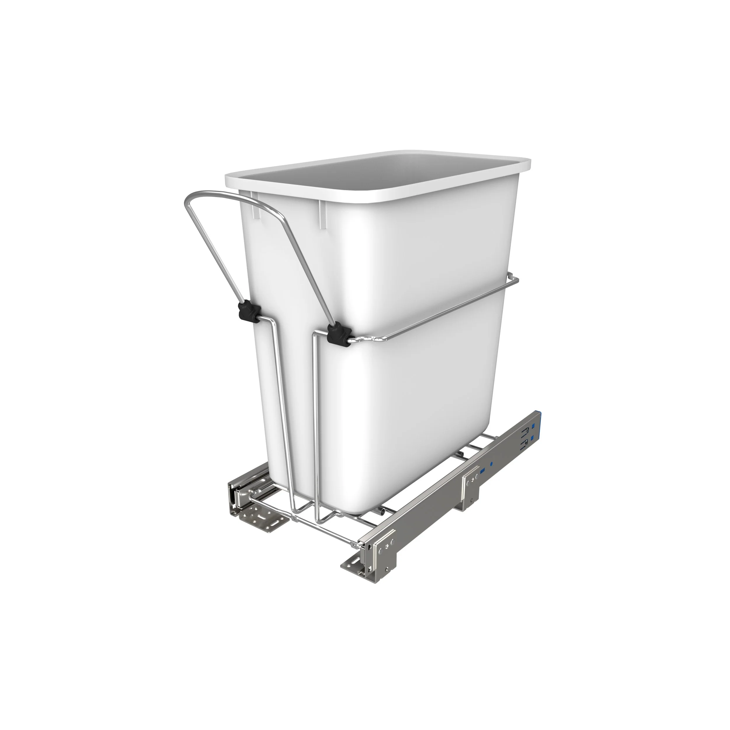 Rev-A-Shelf 20-Quart Soft-Close Pull-Out Trash Can, White Polymer Bin, Bottom-Mount RV-8PSC-11-5