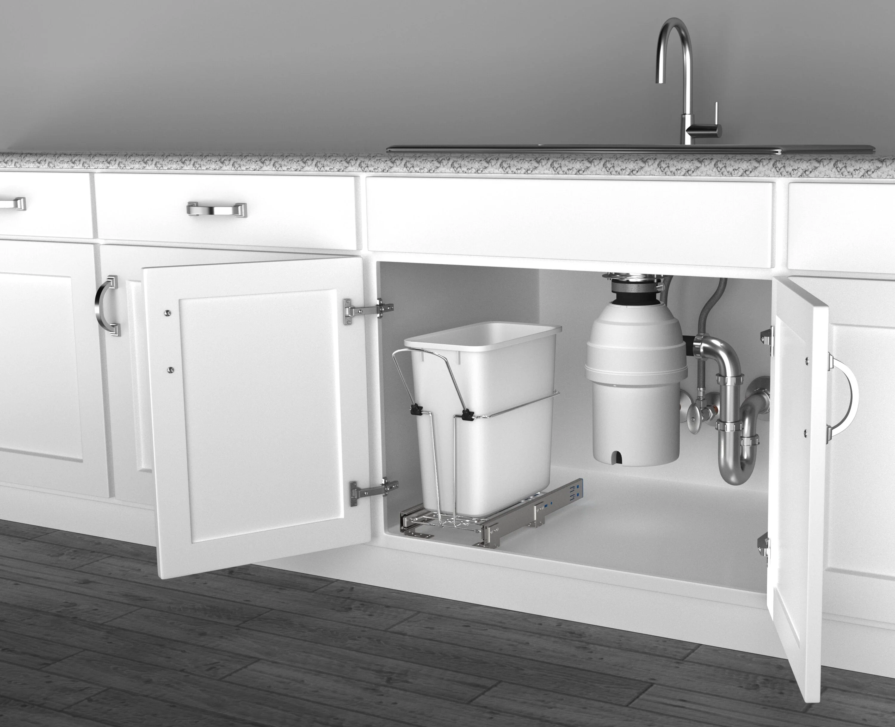 Rev-A-Shelf 20-Quart Soft-Close Pull-Out Trash Can, White Polymer Bin, Bottom-Mount RV-8PSC-11-5 - Image 7