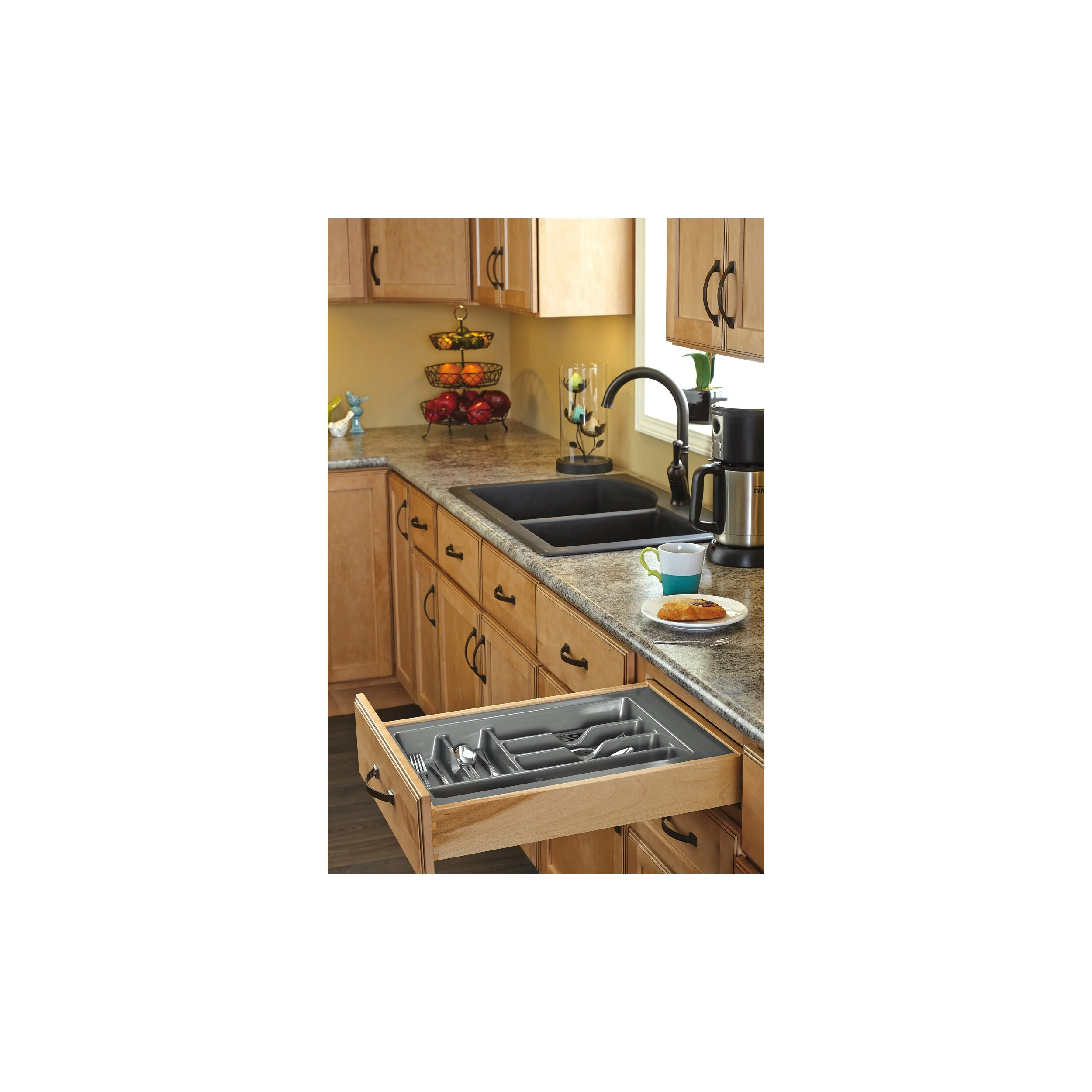 Rev-A-Shelf 21.25-in x 21.875-in Plastic Cutlery Insert Drawer Organizer - Image 2
