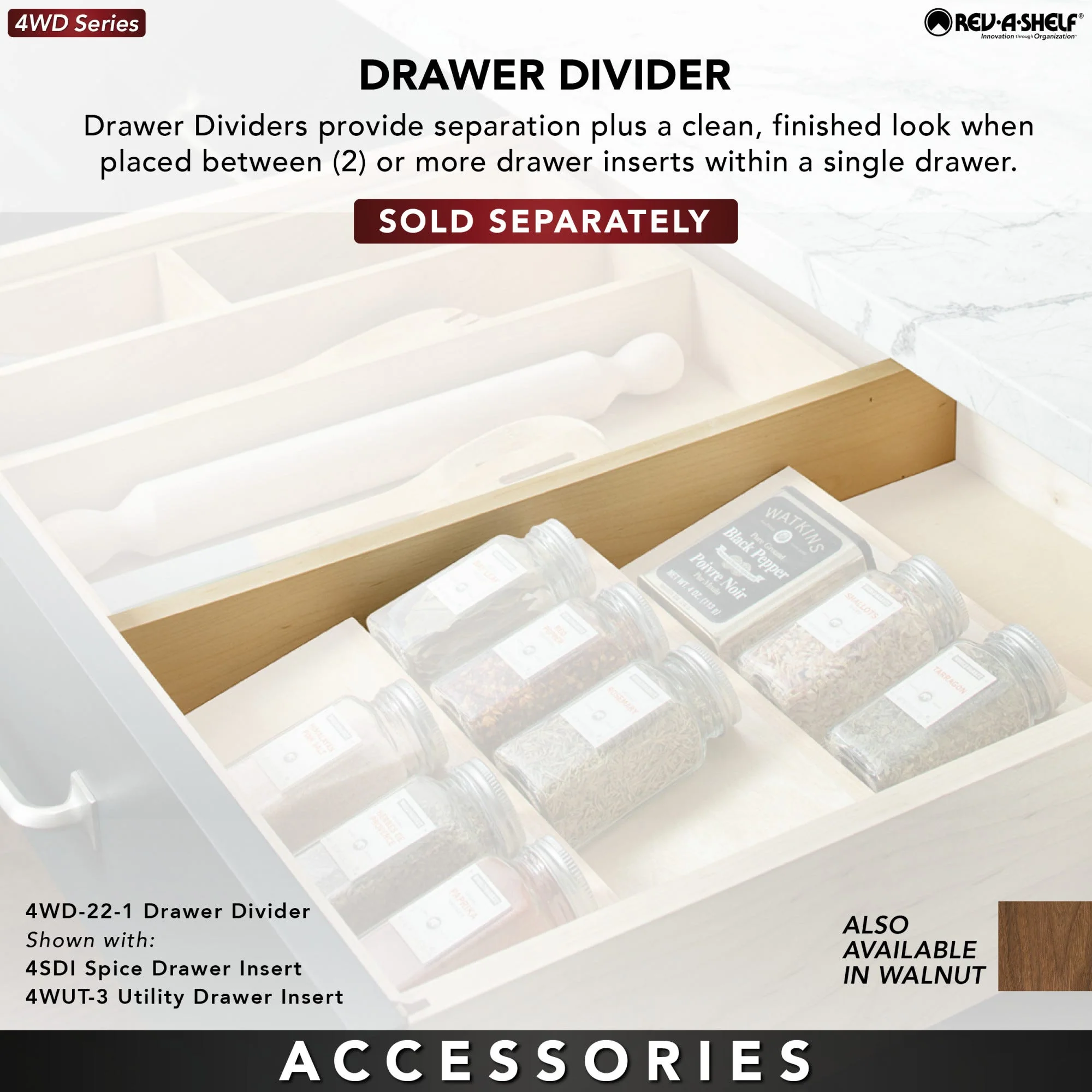 Rev-A-Shelf 22-in x 15.12-in Wood Cutlery Insert Drawer Organizer - Image 5