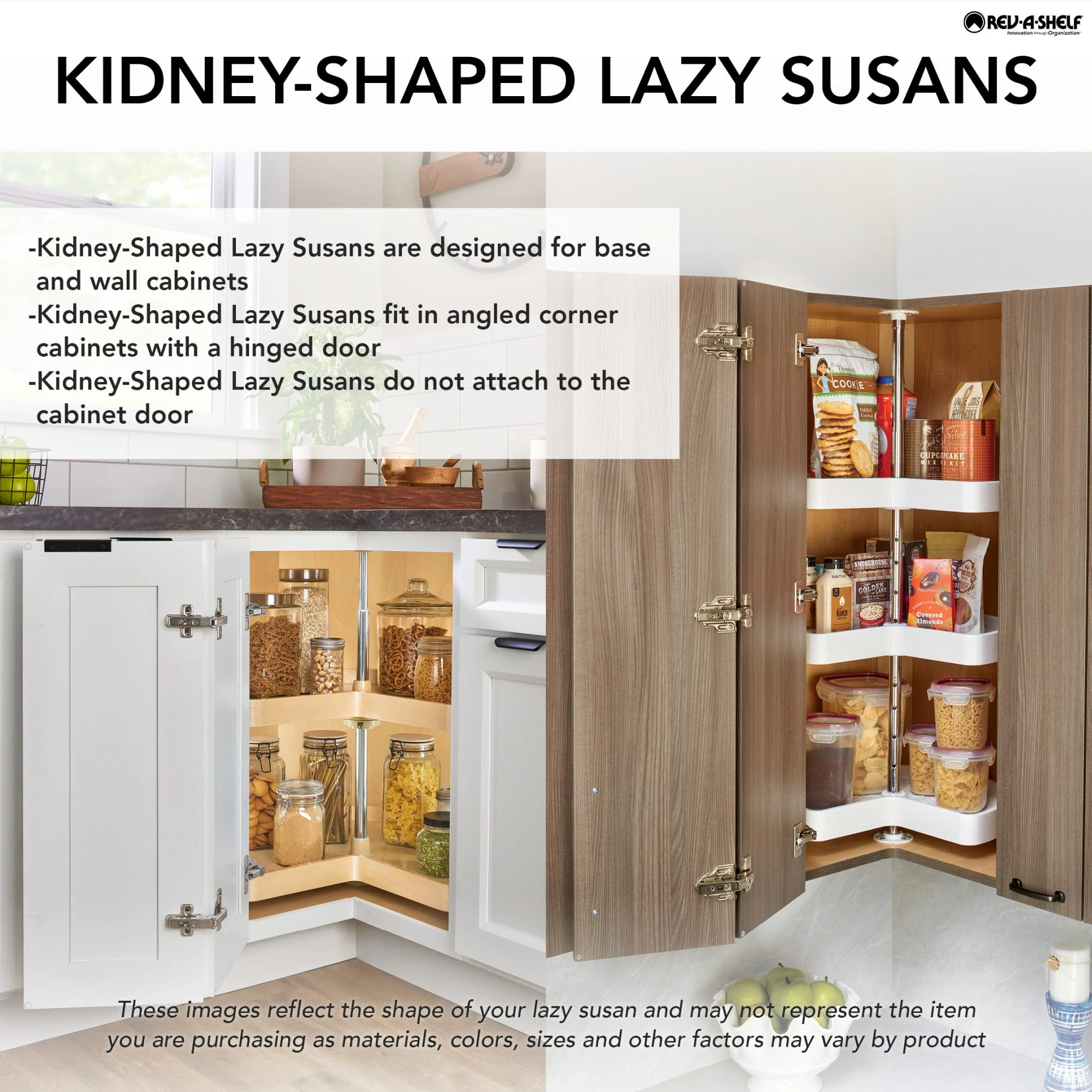 Rev-A-Shelf 24 in Almond Polymer Kidney Lazy Susan, 2-Shelf - Image 8