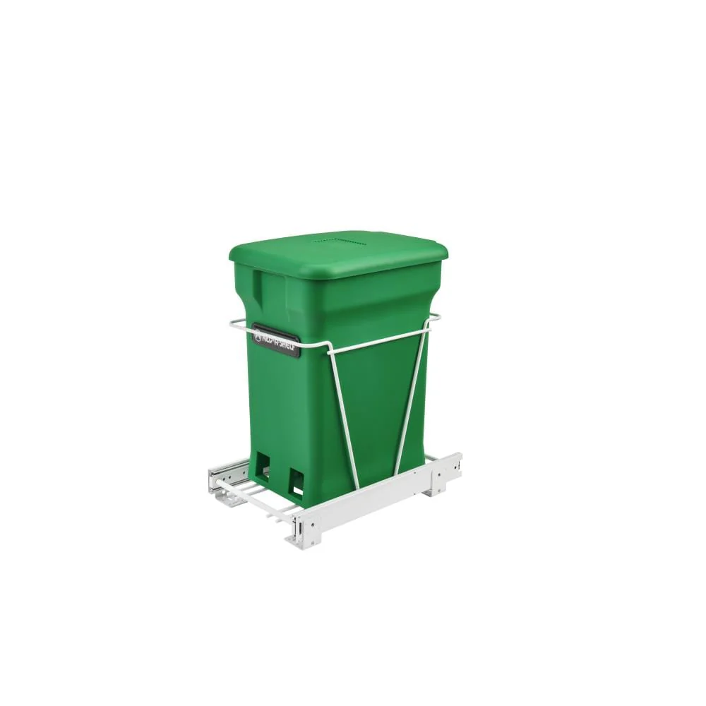 Rev-A-Shelf 24-Quart Plastic Pull-Out Trash/Compost Can, 12-in W x 16-in D x 18.75-in H