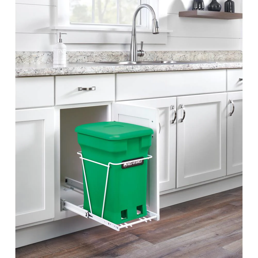 Rev-A-Shelf 24-Quart Plastic Pull-Out Trash/Compost Can, 12-in W x 16-in D x 18.75-in H - Image 2