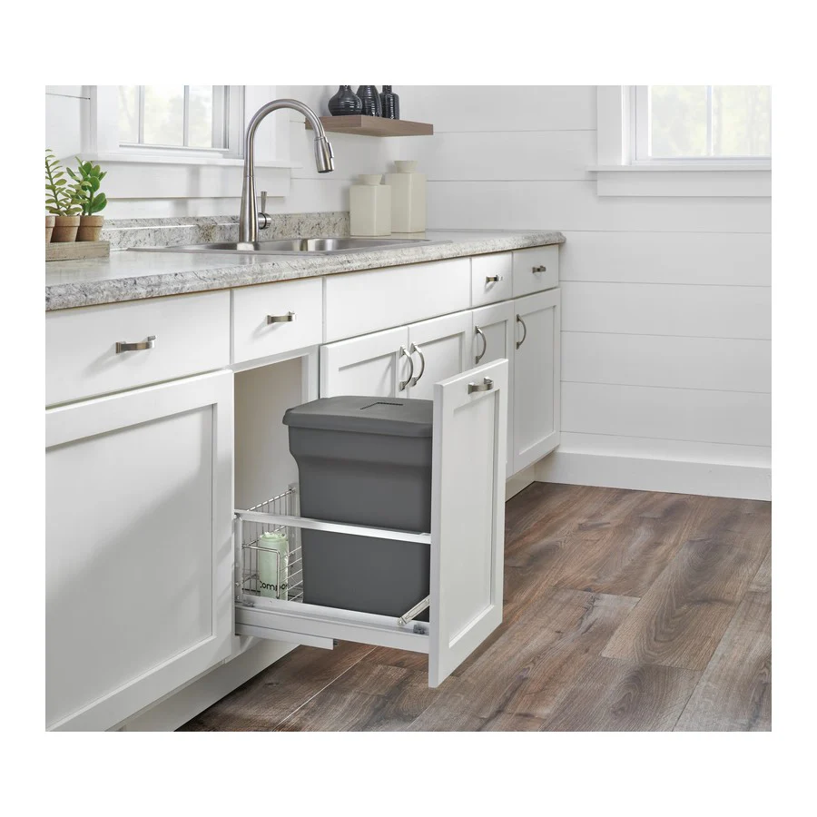 Rev-A-Shelf 24-Quart Plastic Soft-Close Bottom-Mount Pull-Out Trash & Compost Bin – Orion Gray (5349-15CKOG-1) - Image 2