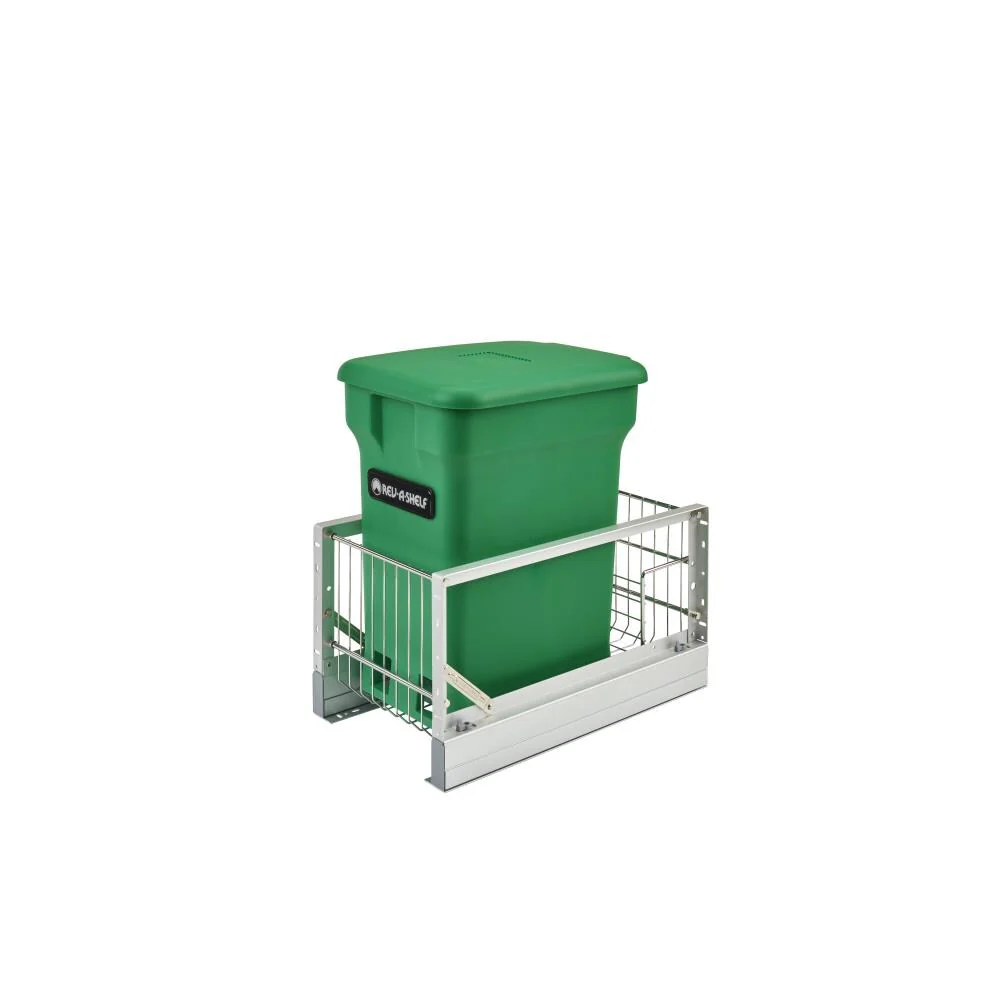Rev-A-Shelf 24-Quart Plastic Soft-Close Pull-Out Trash/Compost Can, 11-in W x 18-in D x 19-in H