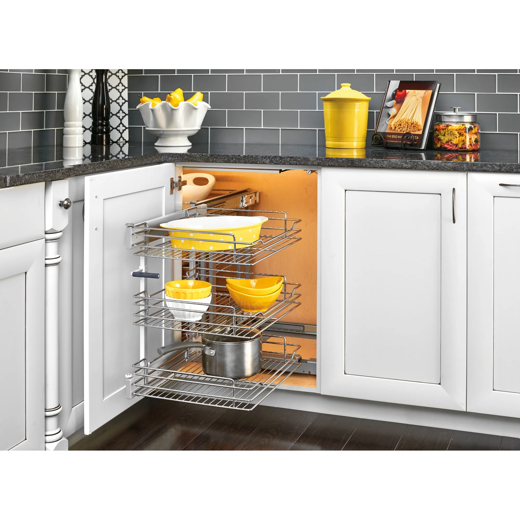 Rev-A-Shelf 26.25-in W x 24-in H 3-Tier Pull-Out Metal Soft Close Baskets & Cabinet Organizer - Image 3