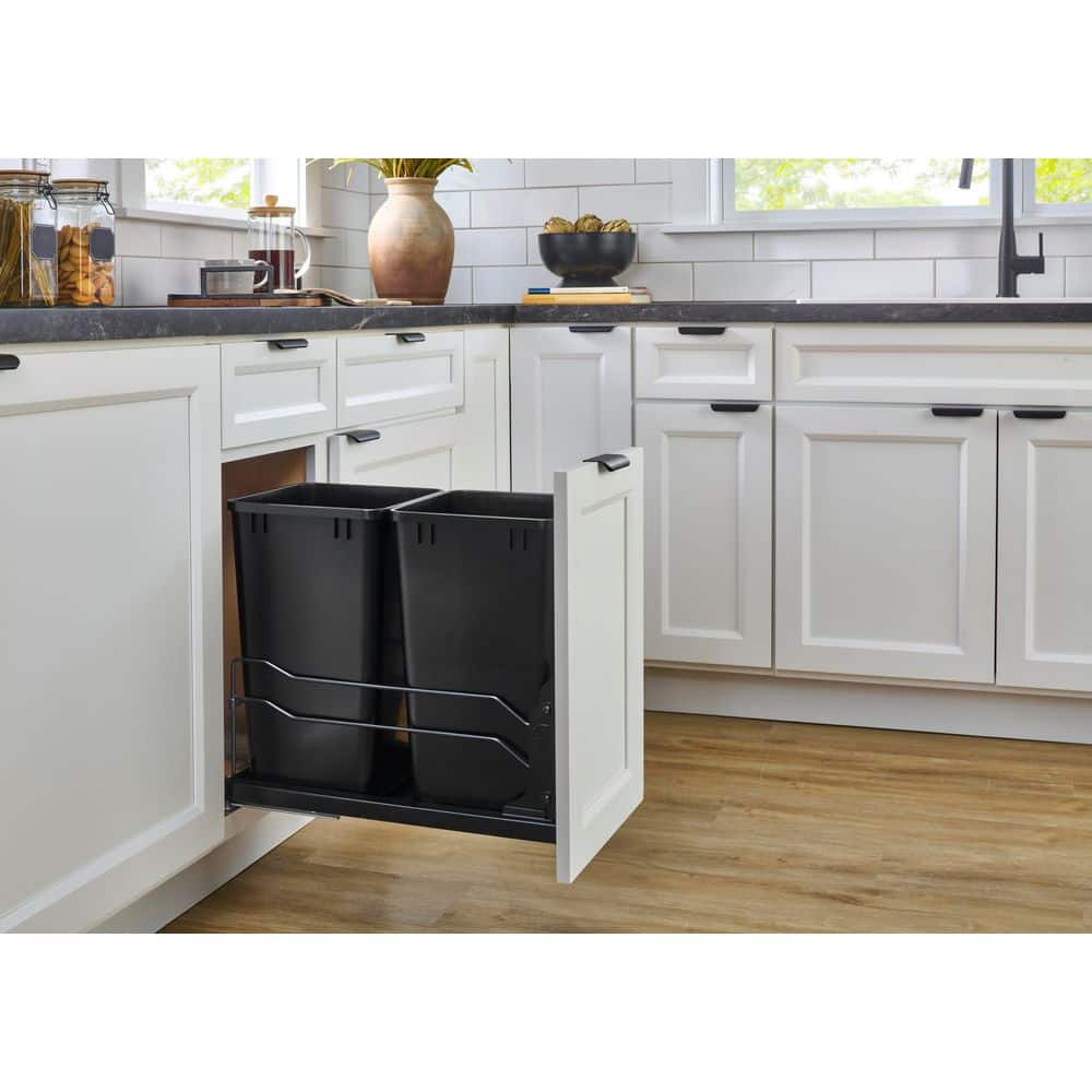 Rev-A-Shelf 27-Quart Double Pull-Out Trash Can with Soft-Close Slides, Steel Frame - Image 2