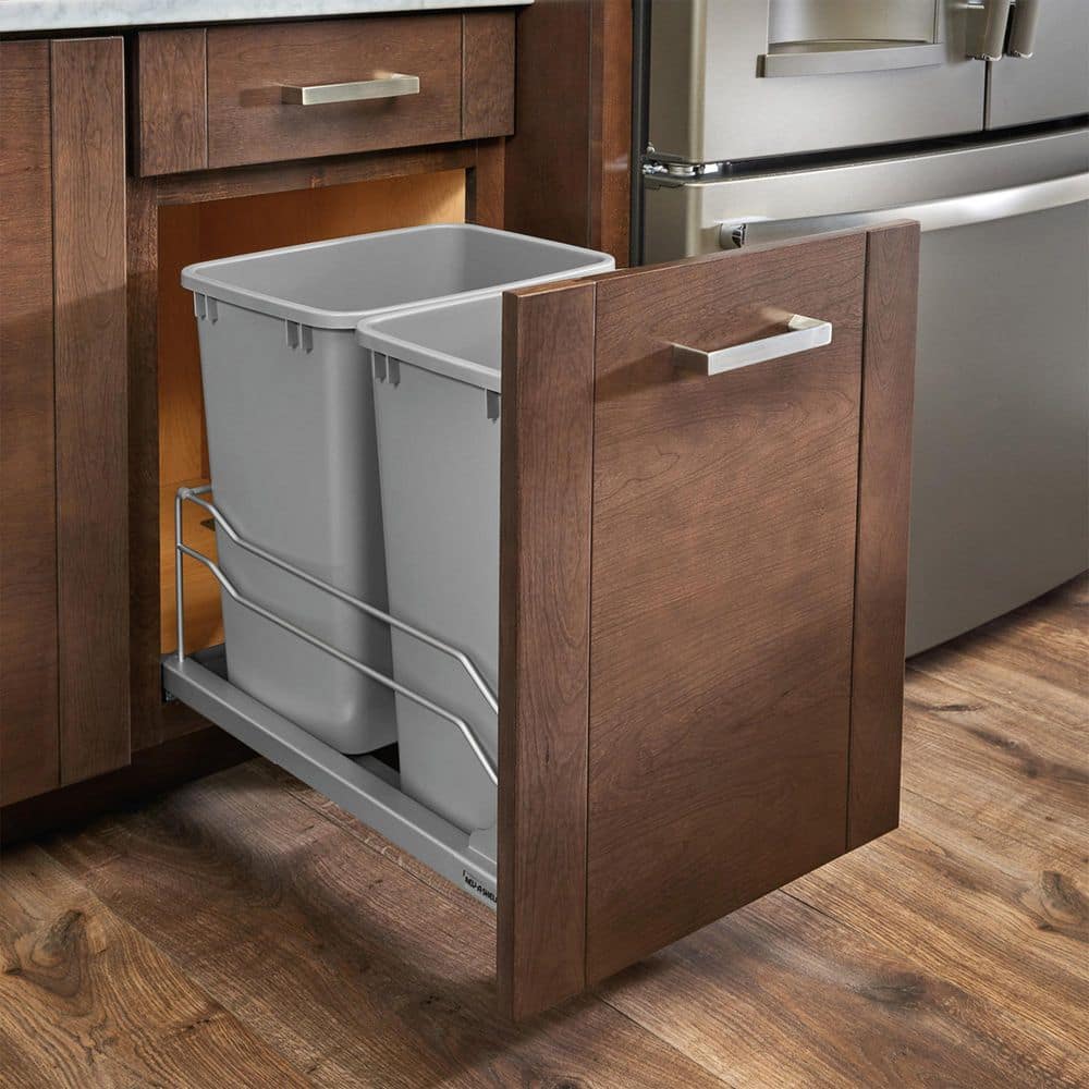 Rev-A-Shelf 27-Quart Double Pull-Out Trash Can with Soft-Close Slides, Steel Frame - Image 3