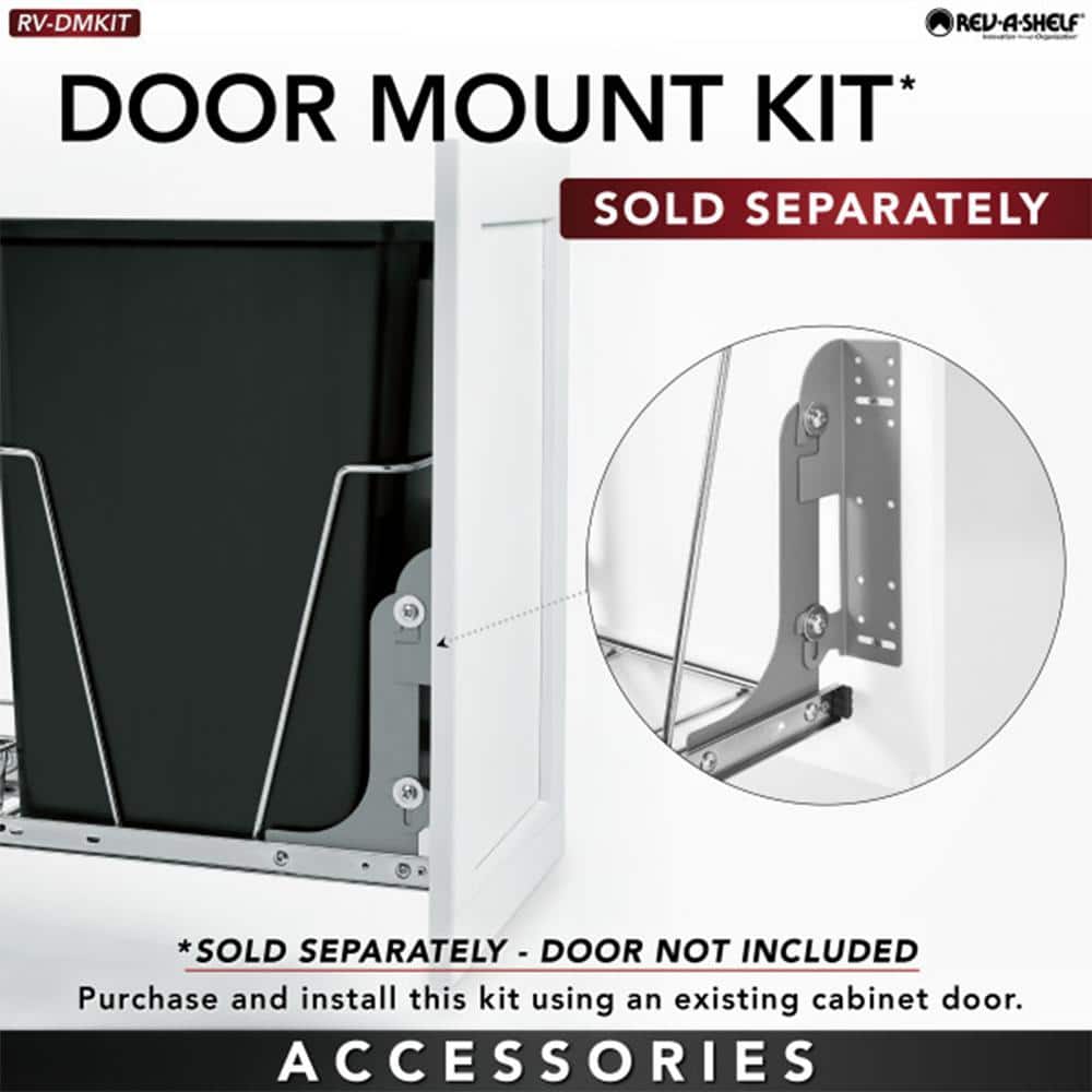 Rev-A-Shelf 27-Quart Plastic Pull-Out Trash Can, Double Bin, White, RV-15PB-2 S - Image 3