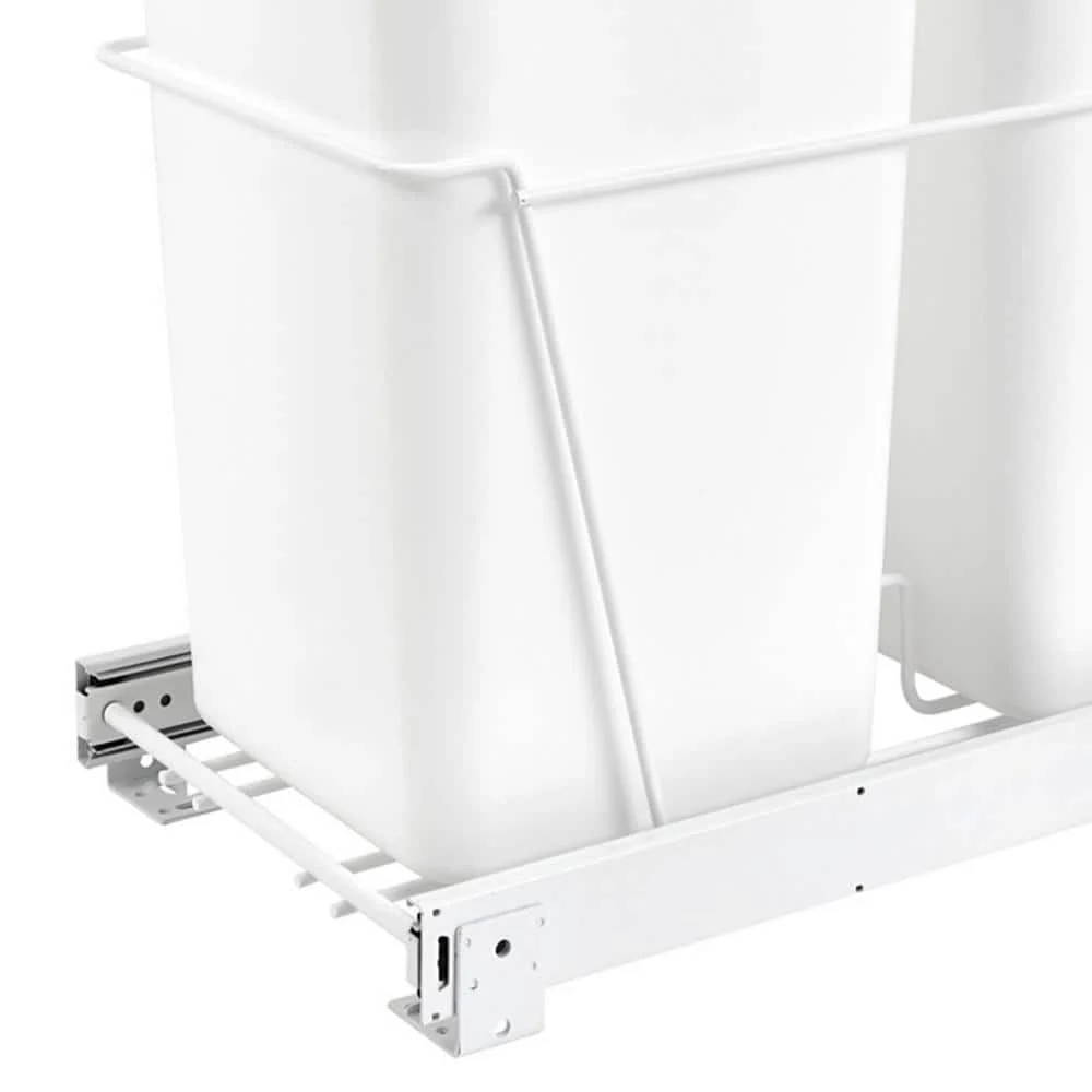 Rev-A-Shelf 27-Quart Plastic Pull-Out Trash Can, Double Bin, White, RV-15PB-2 S - Image 6