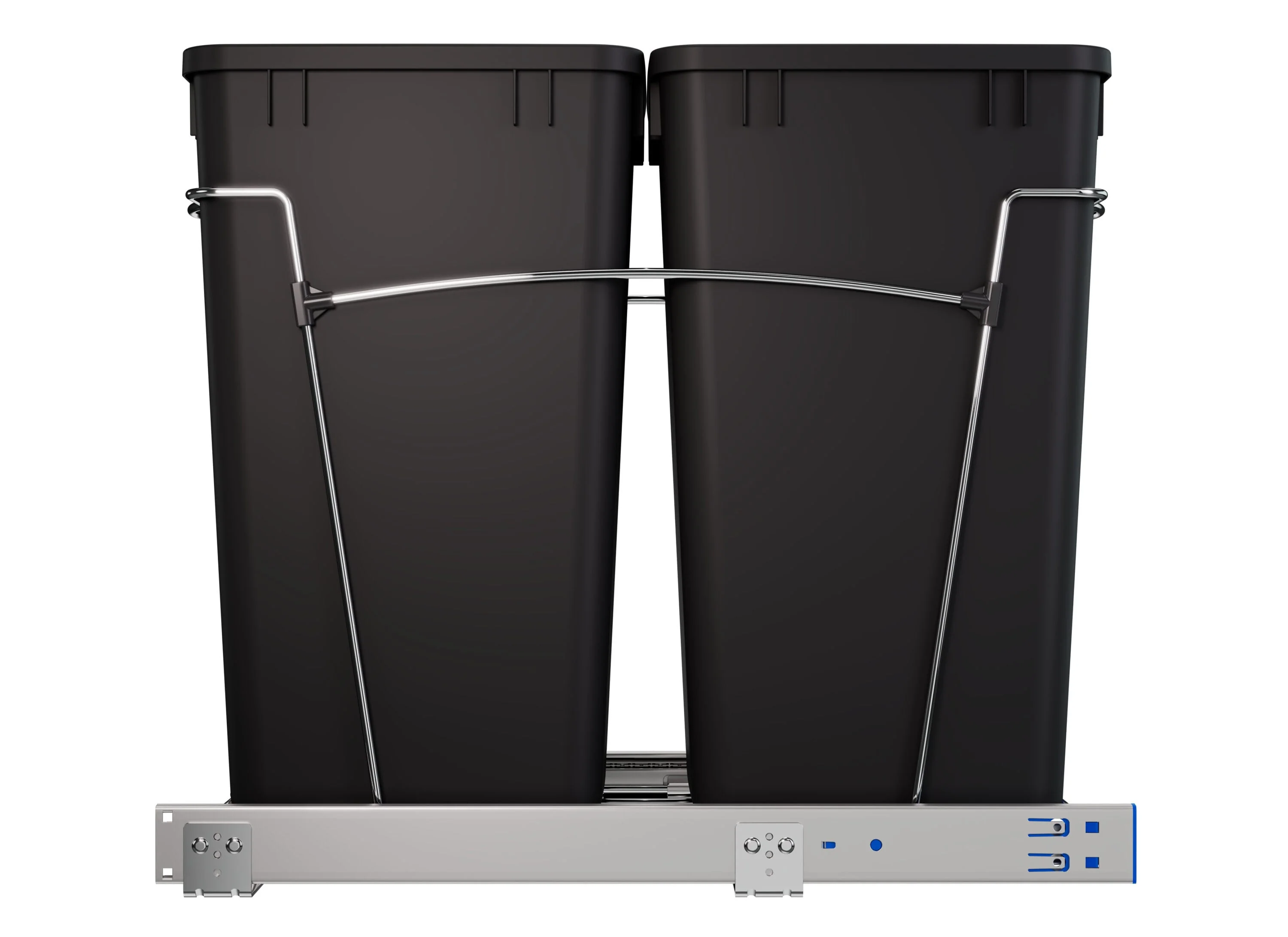 Rev-A-Shelf 27-Quart Plastic Soft-Close Dual Pull-Out Trash Can, Chrome Frame - Image 3