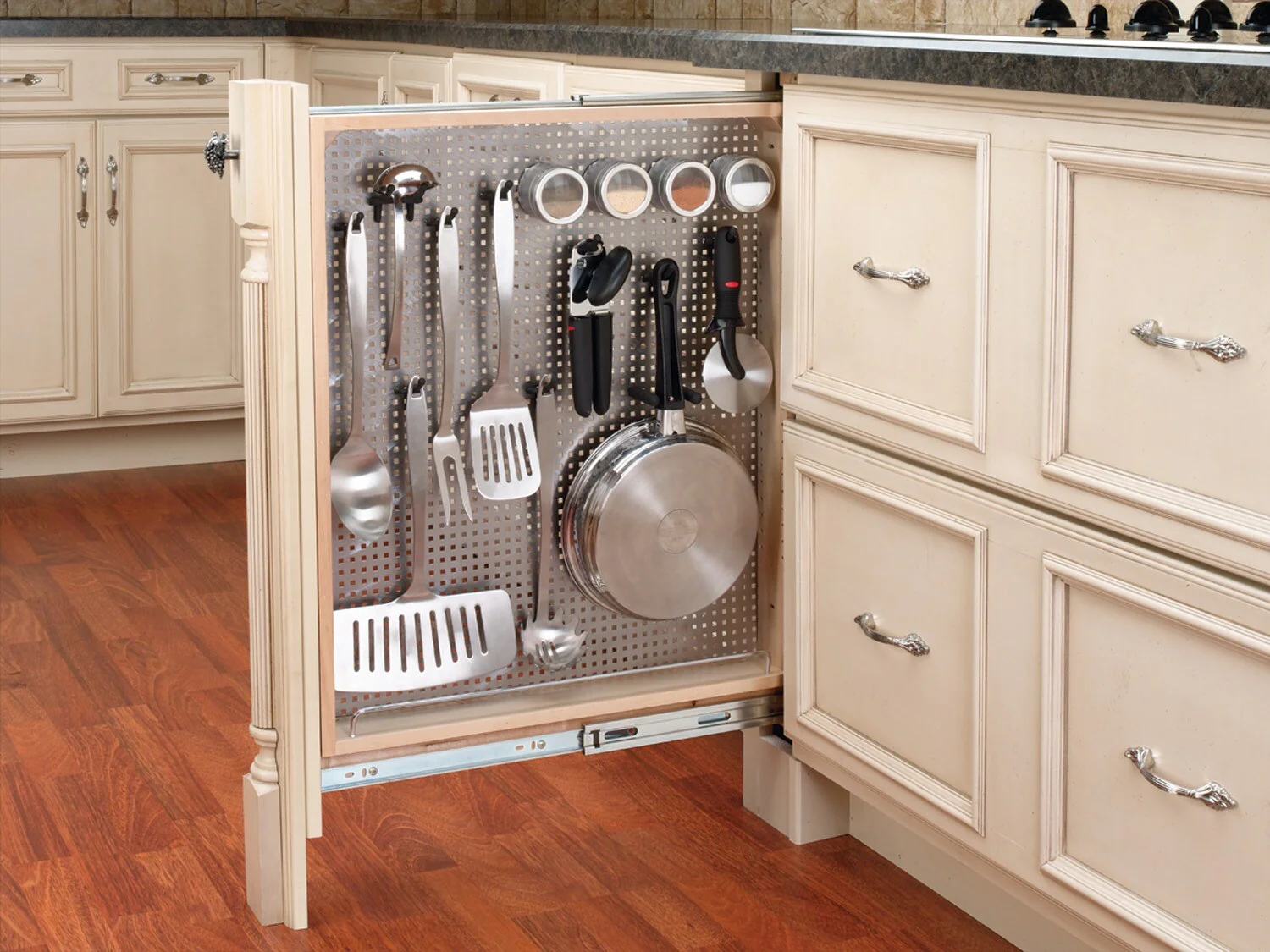 Rev-A-Shelf 3-in W x 30-in H 4-Tier Cabinet-Mount Wood Sliding Shelf Kit