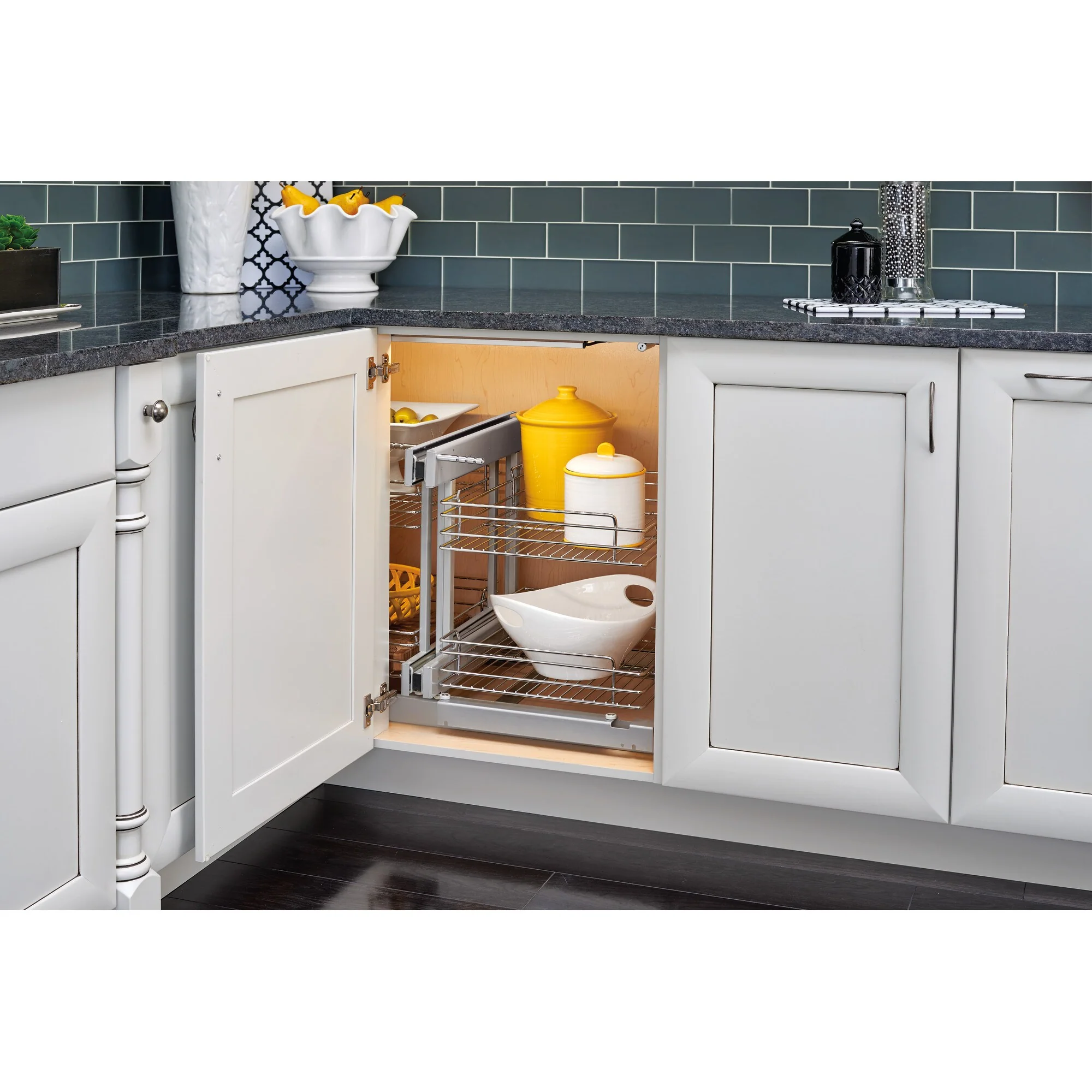 Rev-A-Shelf 32.25-in W x 21-in H 2-Tier Pull-Out Metal Cabinet Organizer, Chrome - Image 2
