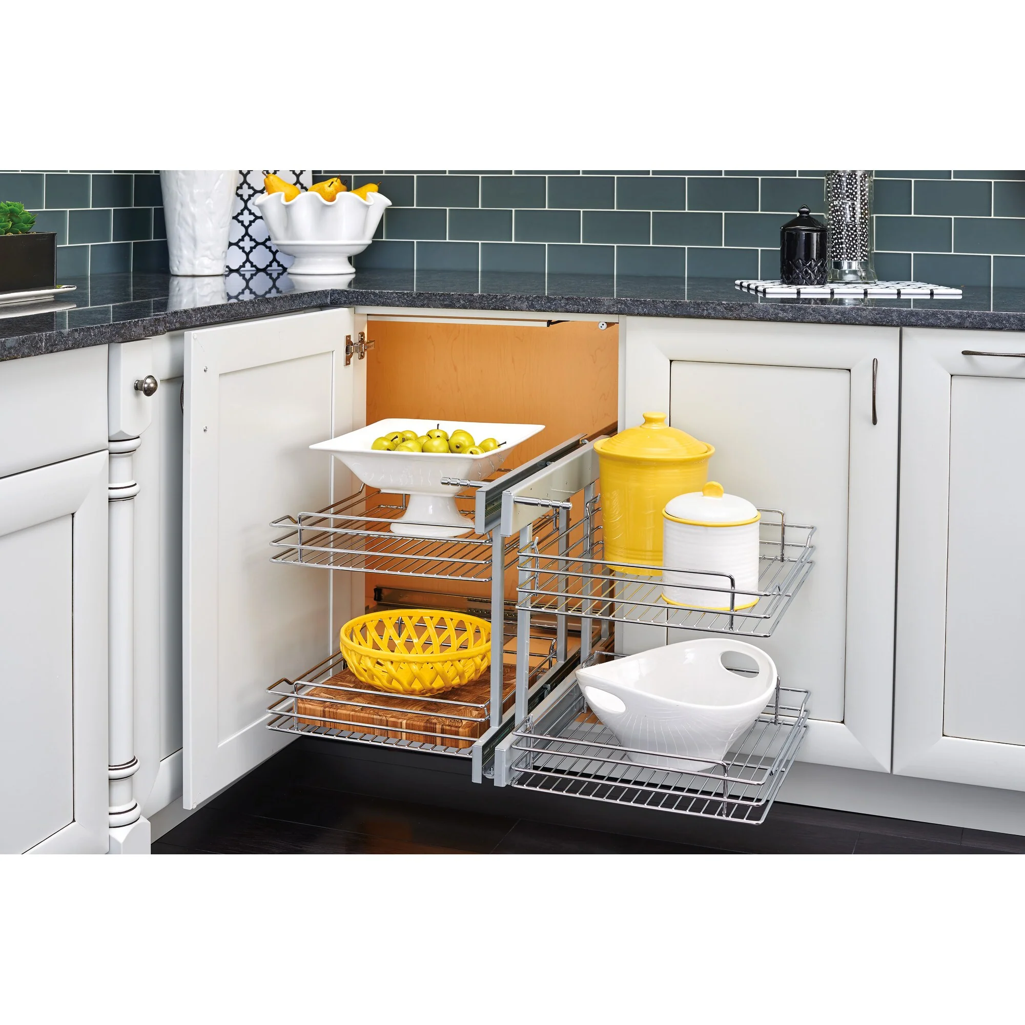 Rev-A-Shelf 32.25-in W x 21-in H 2-Tier Pull-Out Metal Cabinet Organizer, Chrome - Image 3