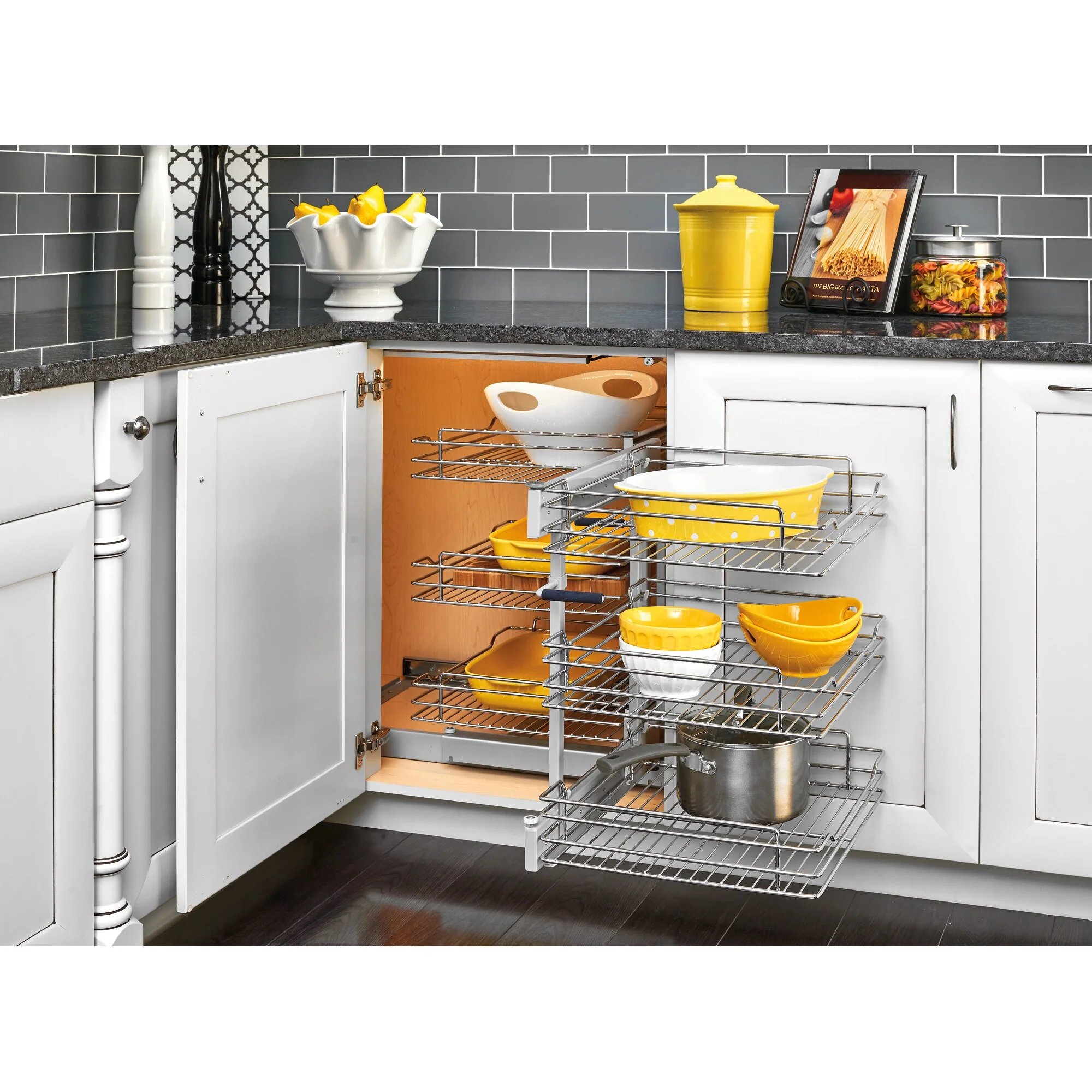 Rev-A-Shelf 32.25-in W x 24-in H 3-Tier Pull-Out Metal Soft-Close Blind Corner Cabinet Organizer - Image 4