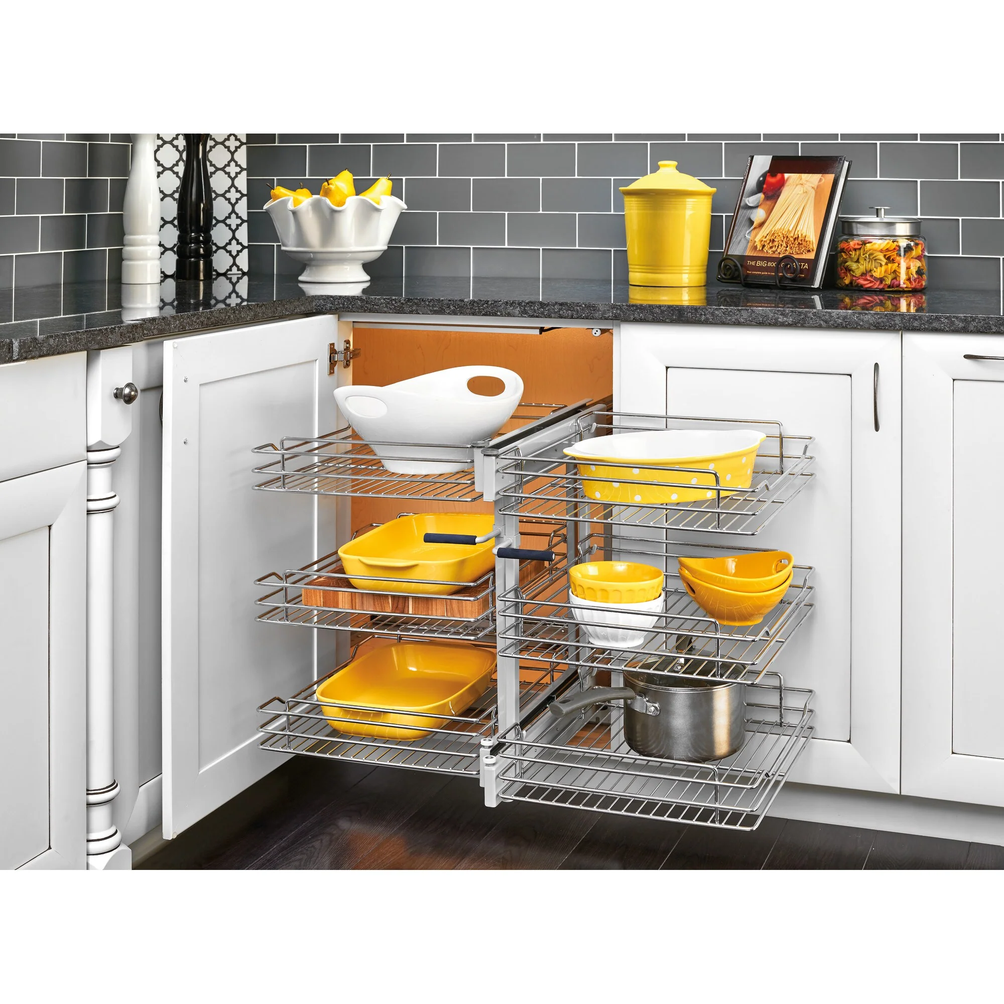 Rev-A-Shelf 32.25-in W x 24-in H 3-Tier Pull-Out Metal Soft-Close Blind Corner Cabinet Organizer - Image 6