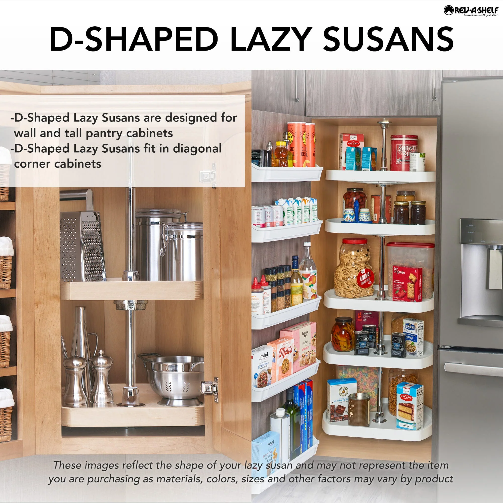 Rev-A-Shelf 32 in Almond Polymer D-Shape Lazy Susan, Single Shelf (LD-2261-32BM-11-1) - Image 4