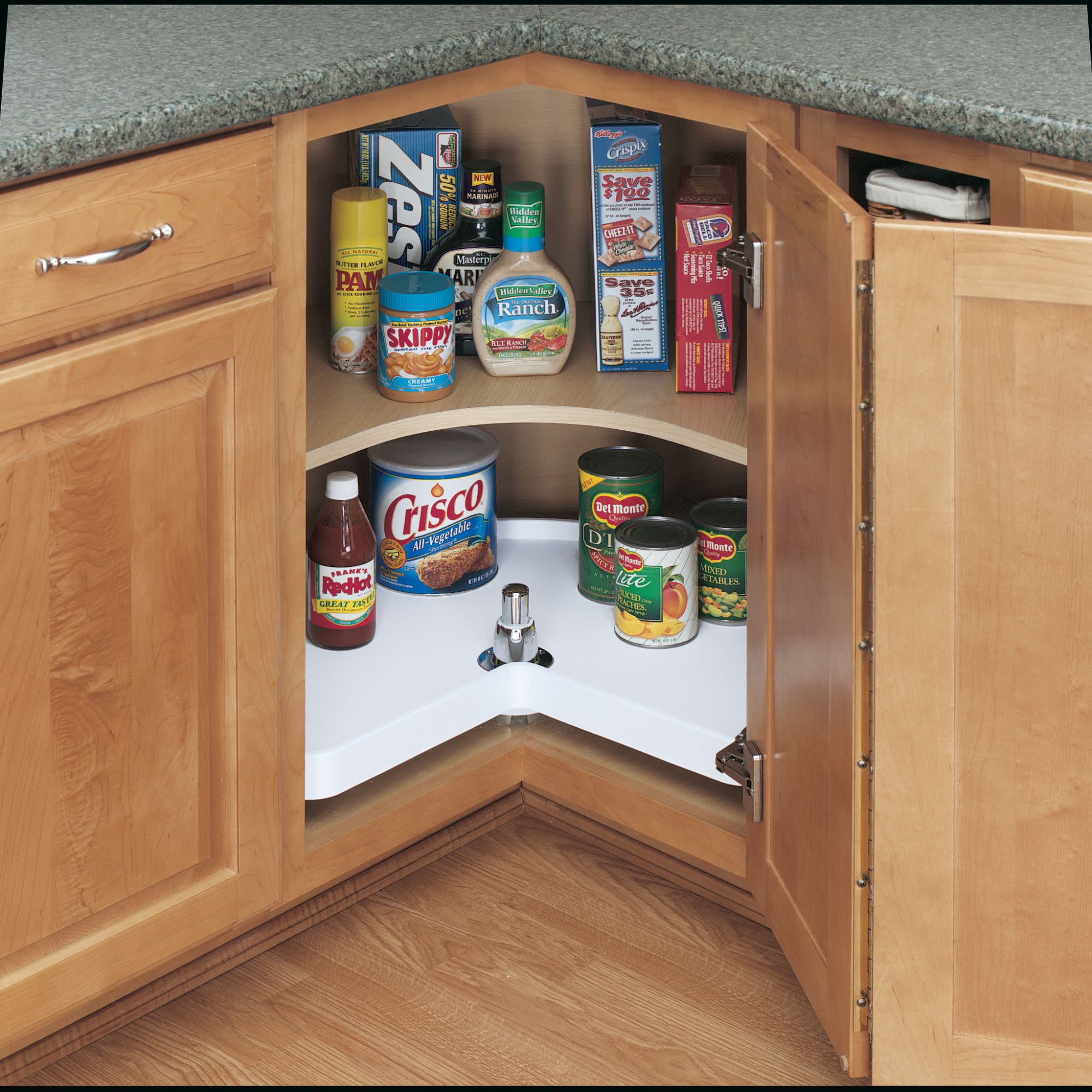 Rev-A-Shelf 32 in White Polymer Kidney Lazy Susan, Bottom Mount (Single Shelf) - Image 6