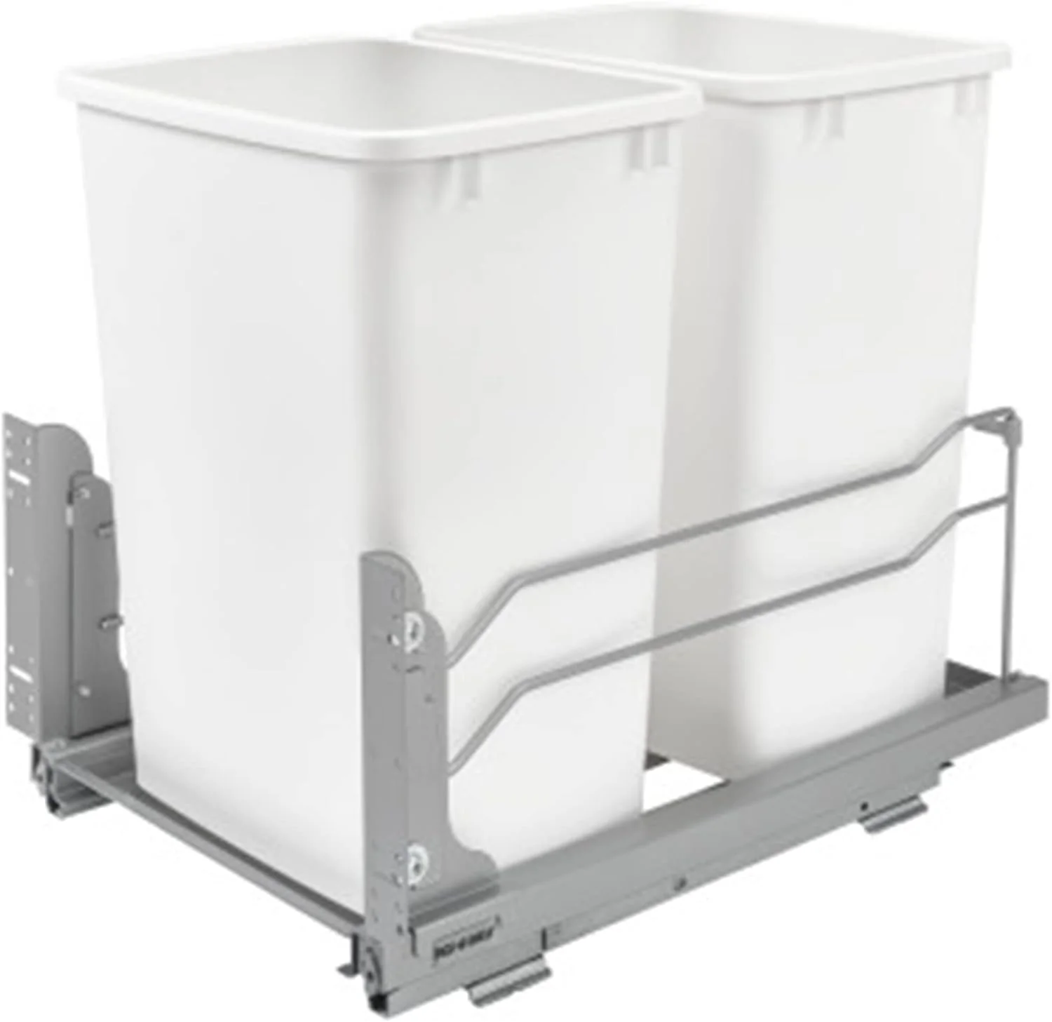 Rev-A-Shelf 35-Quart Double Plastic Soft-Close Pull-Out Trash Can, White