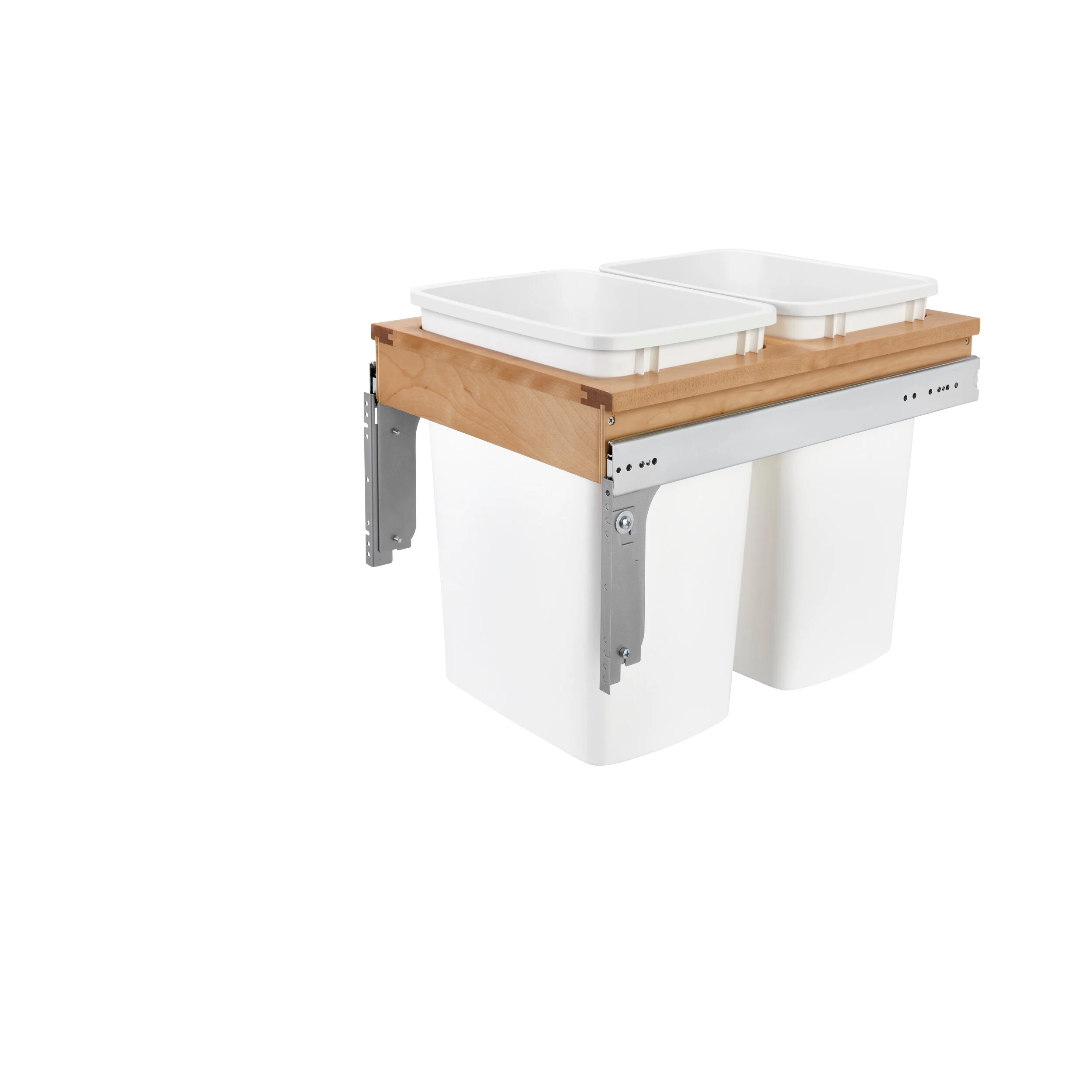 Rev-A-Shelf 35-Quart Dual Plastic Pull-Out Trash Can, Top-Mount, 16.5-in Cabinet Opening
