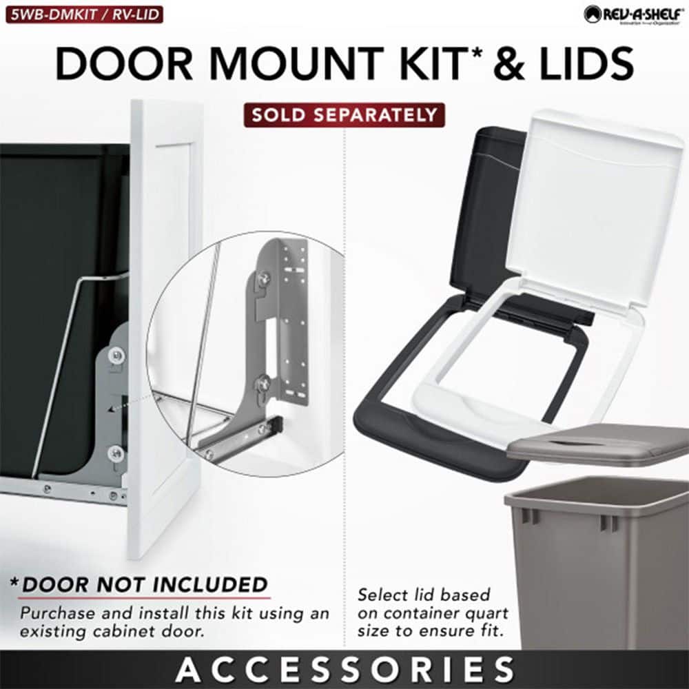 Rev-A-Shelf 35-Quart Plastic Pull-Out Trash Can, Bottom-Mount, Black Bin - Image 7