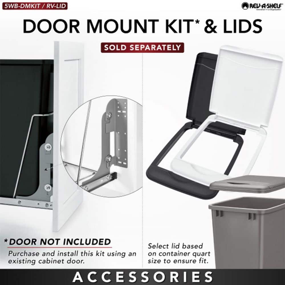 Rev-A-Shelf 35-Quart Plastic Pull-Out Trash Can, Bottom-Mount, Red, RV-12KD-16C-S - Image 6