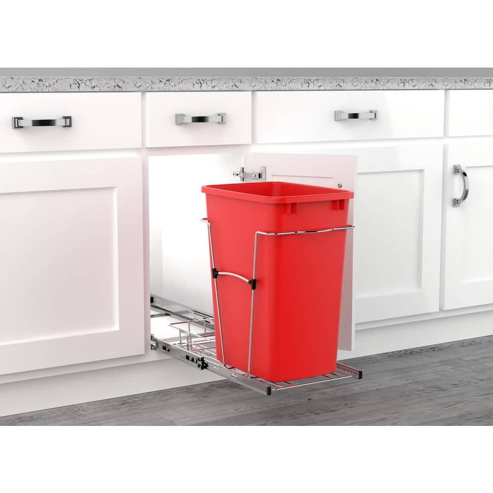 Rev-A-Shelf 35-Quart Plastic Pull-Out Trash Can, Bottom-Mount, Red, RV-12KD-16C-S - Image 8