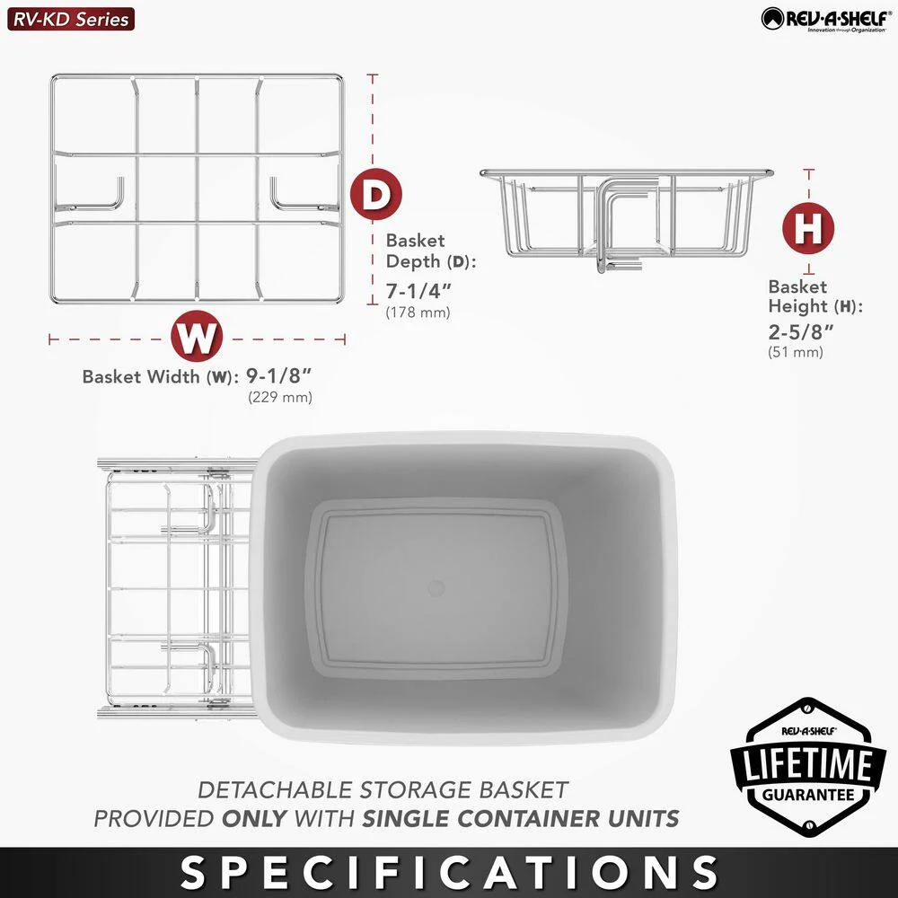 Rev-A-Shelf 35-Quart Plastic Pull-Out Trash Can, Double Bin, Bottom-Mount - Image 5